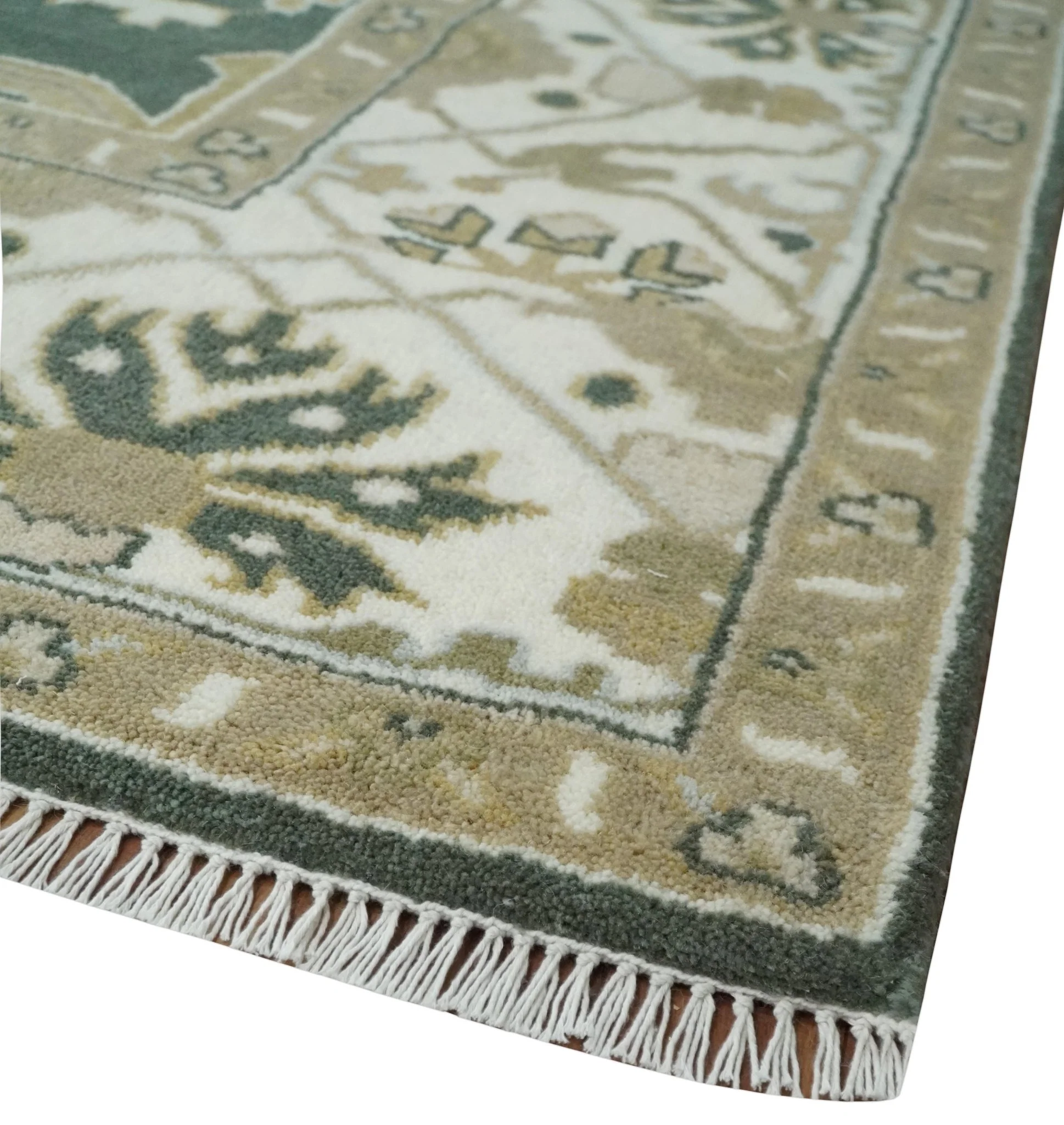 Custom Made Emerald Green Fine Hand knotted Wool Traditional Oushak Area Rug - Image 5