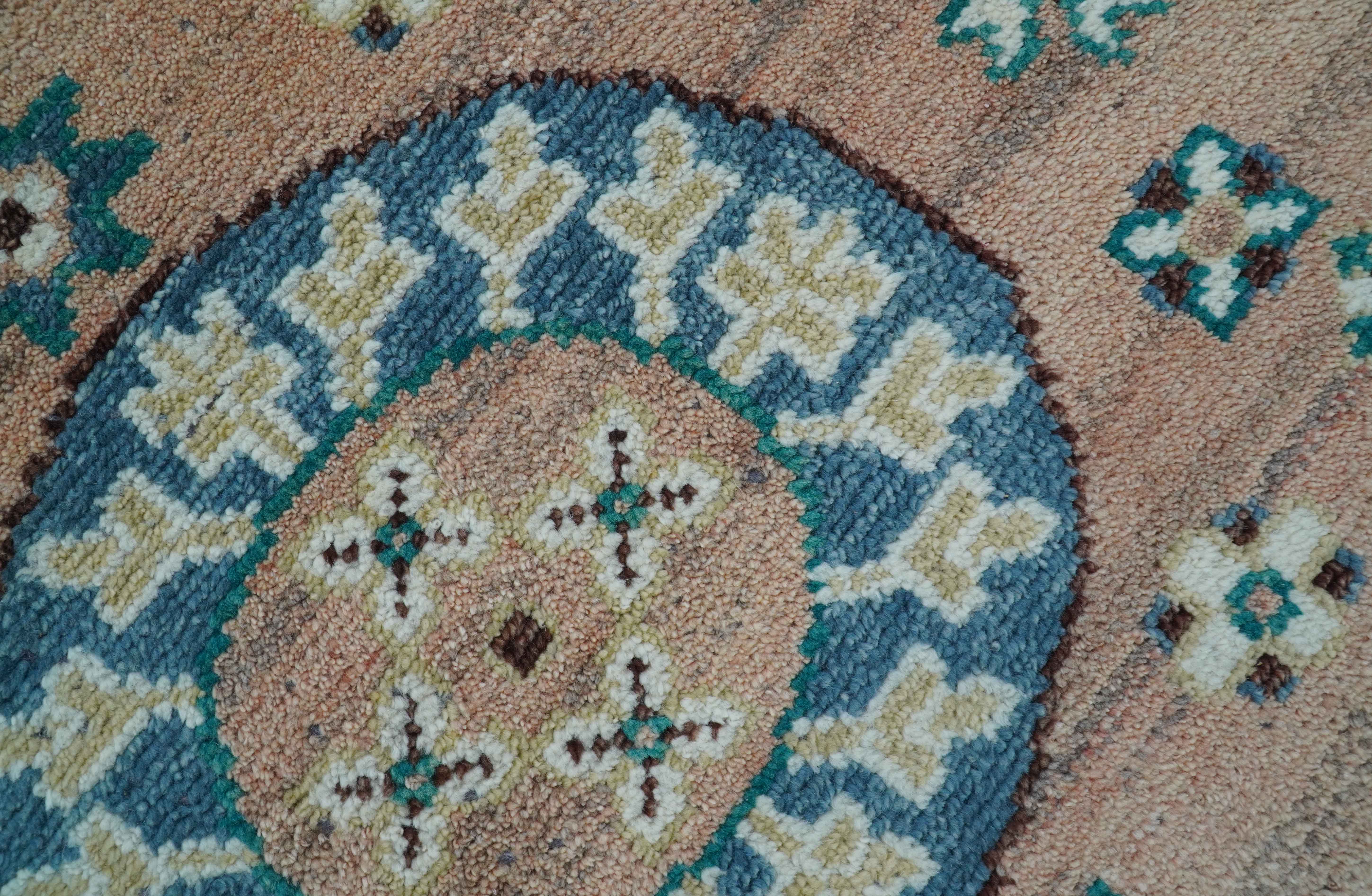 Hand knotted Peach Traditional Khotan Design 8x10 Wool Area Rug - Image 6