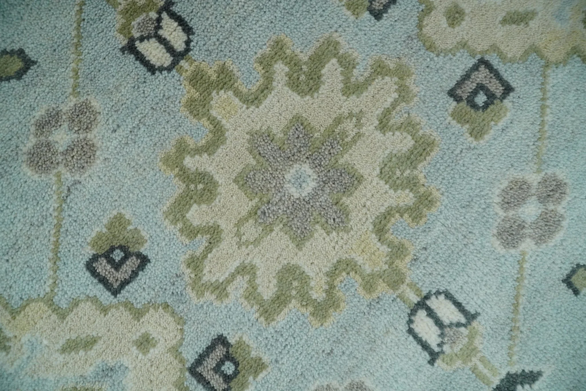 Hand Knotted Persian Oushak 8x10 Blue and Beige Antique Large Wool Area Rug | TRDCP236810 - Image 7