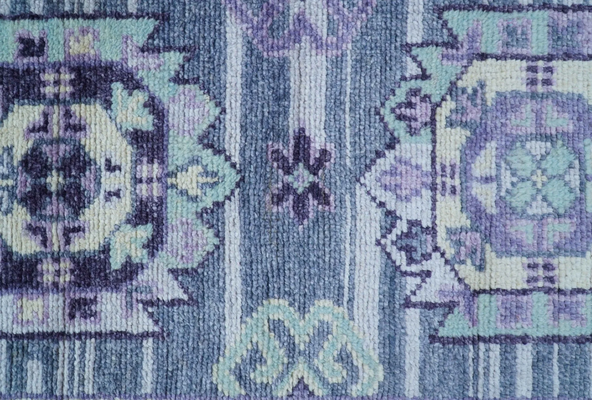 Hand knotted 2.6x8 Purple transitional geometrical Design Wool Area Rug - Image 4