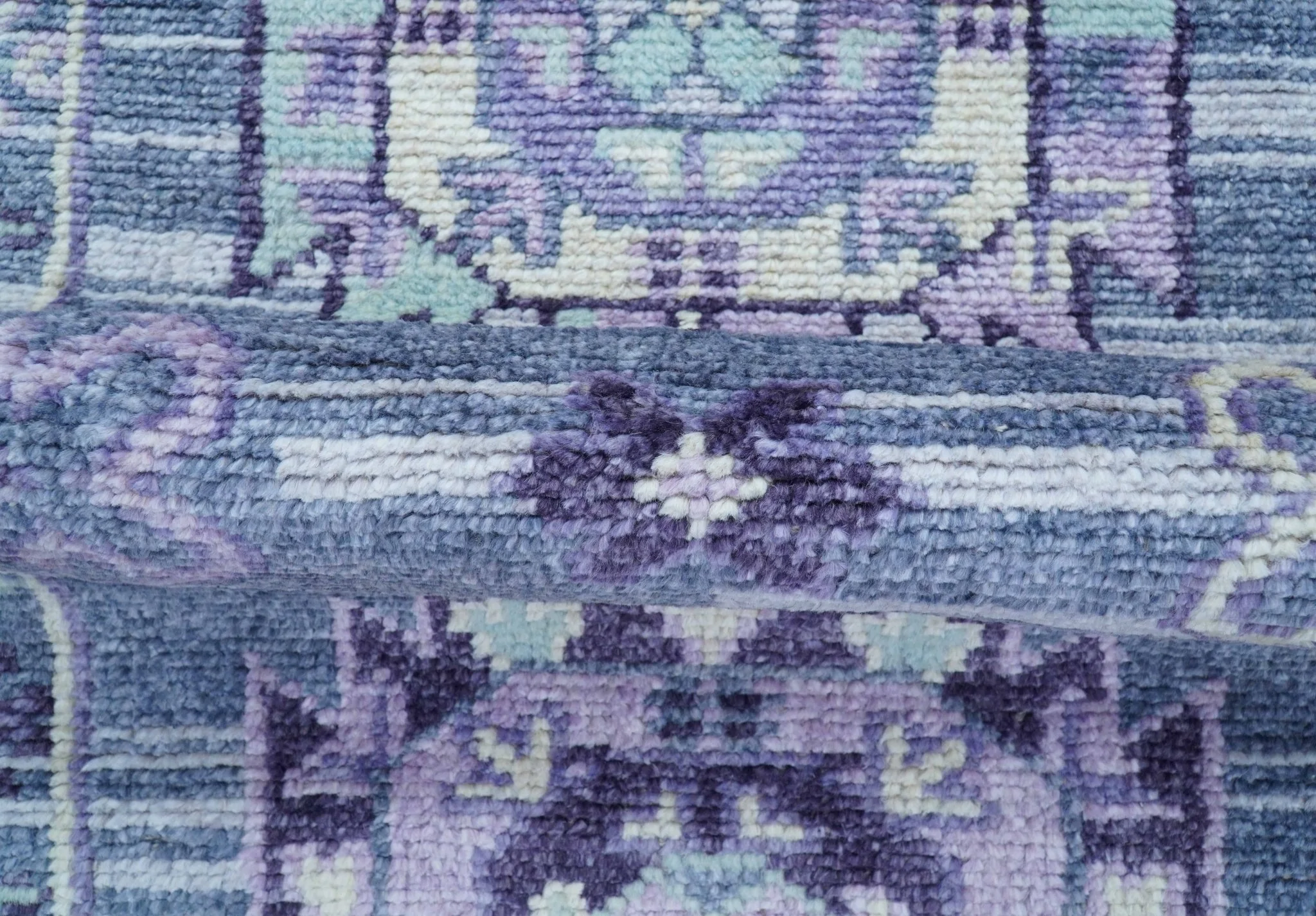 Hand knotted 2.6x8 Purple transitional geometrical Design Wool Area Rug - Image 5
