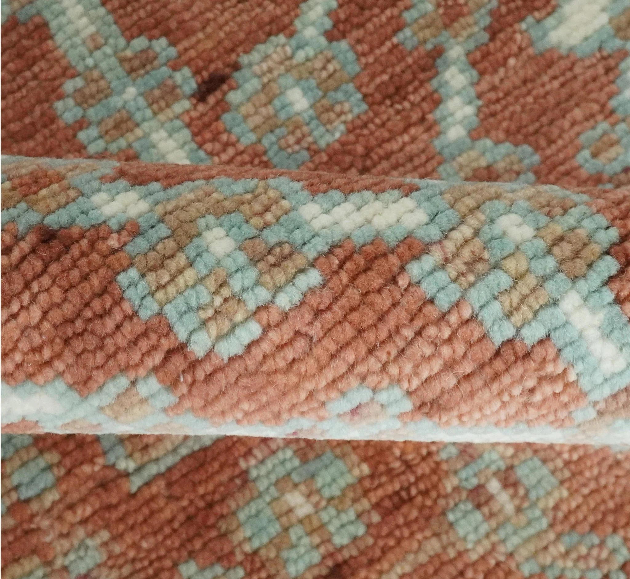 Hand knotted 9.4x12 Rust and Aqua Floral Tree wool Area Rug - Image 8