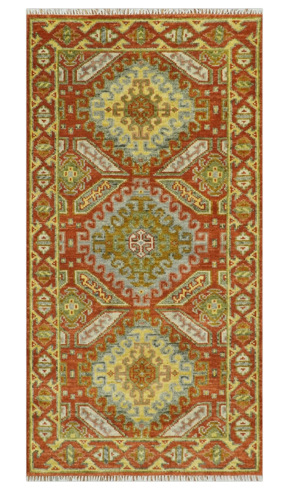 Hand Knotted Rust and Beige Oriental Traditional Multi Size Wool Area Rug, Living Room and Bedroom Rug - Image 11