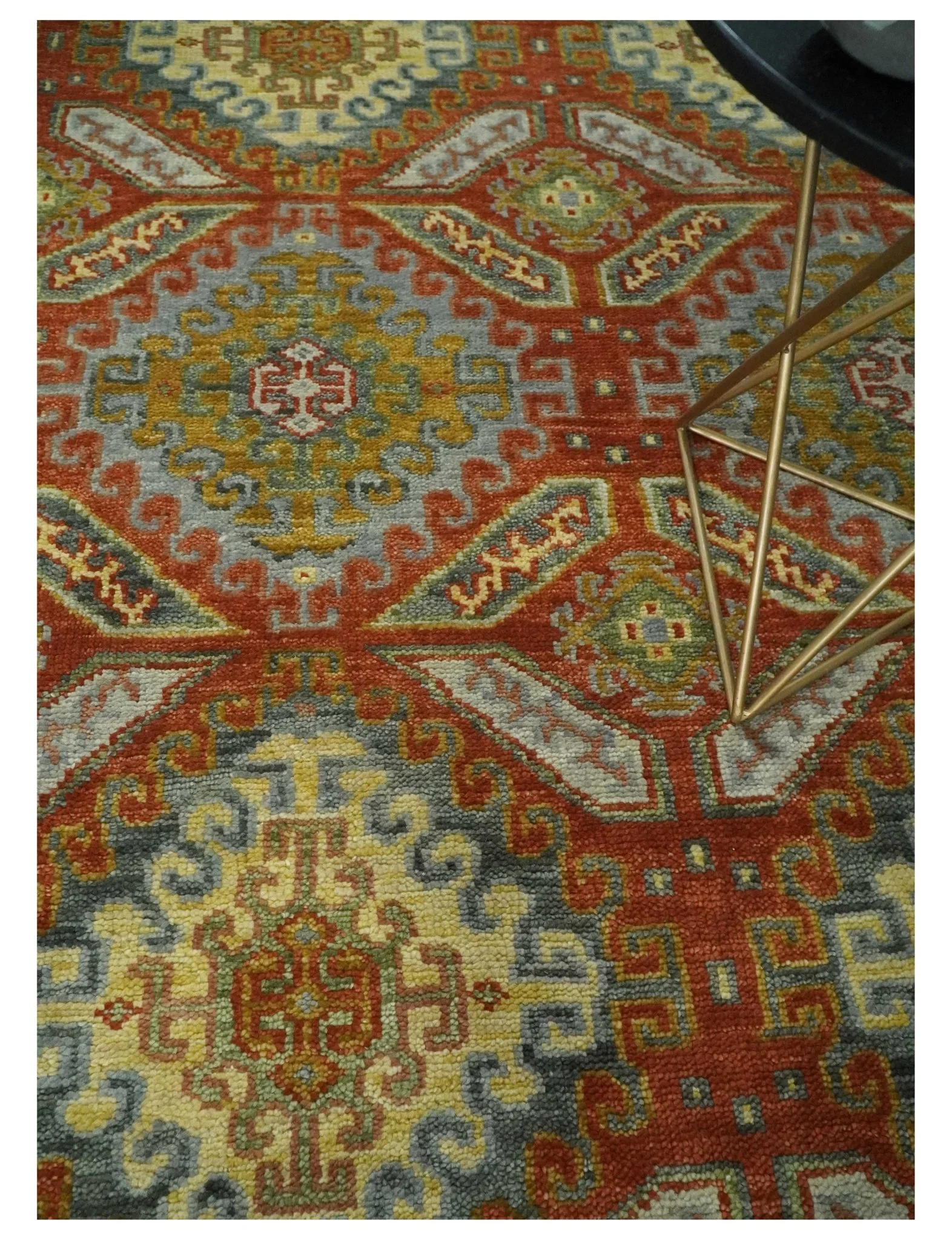 Hand Knotted Rust and Beige Oriental Traditional Multi Size Wool Area Rug, Living Room and Bedroom Rug - Image 2