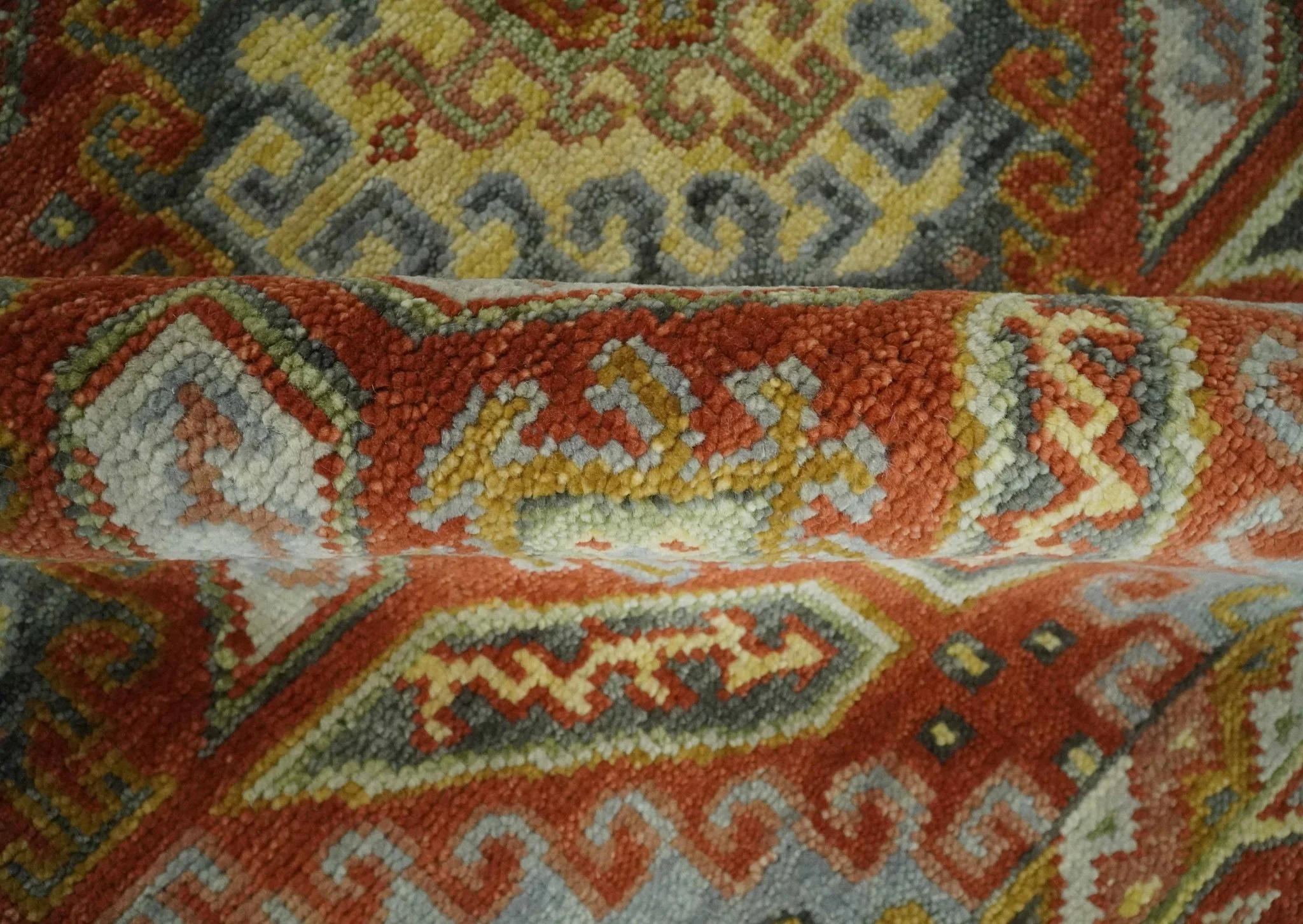 Hand Knotted Rust and Beige Oriental Traditional Multi Size Wool Area Rug, Living Room and Bedroom Rug - Image 6