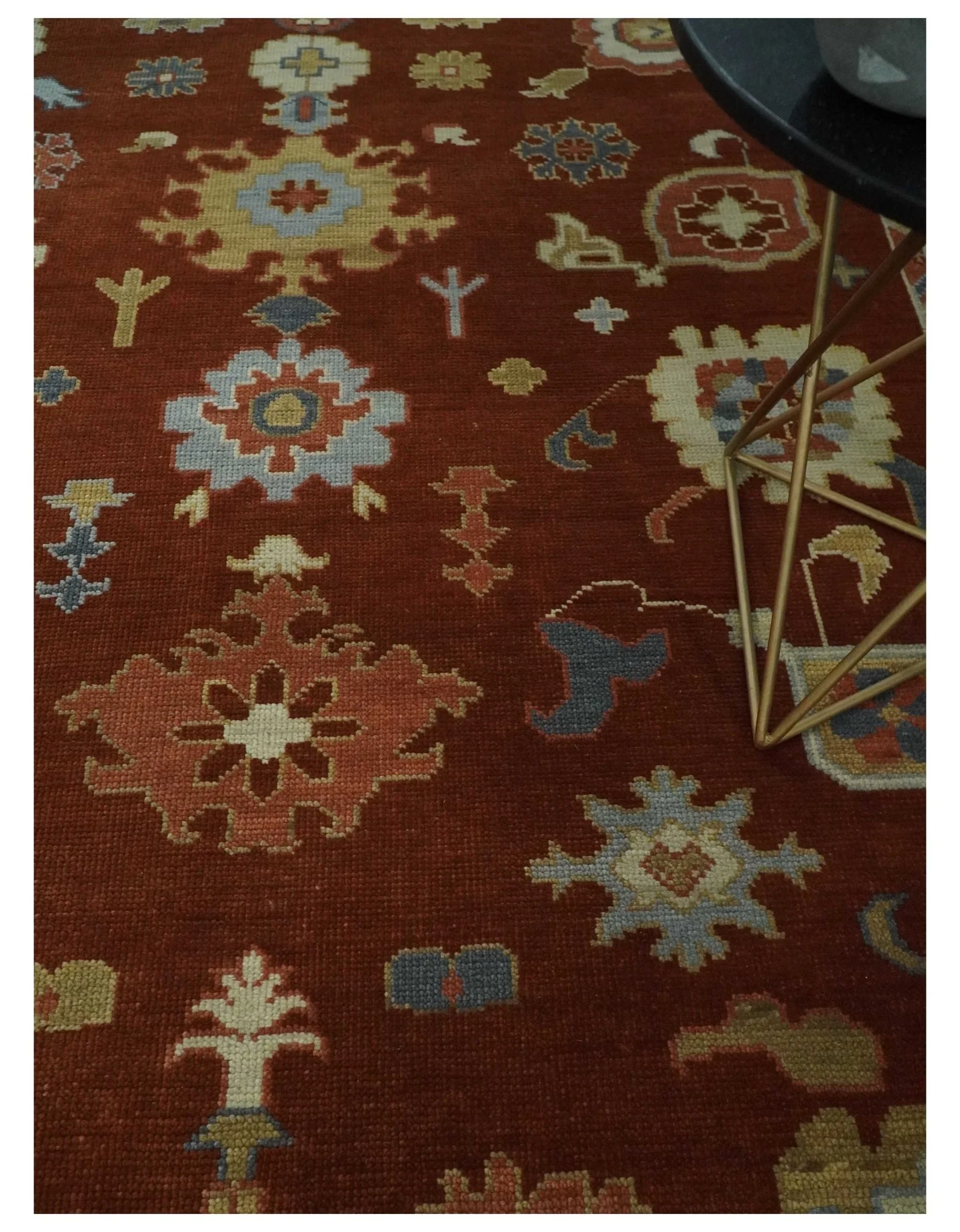 Hand Knotted Rust and Beige Traditional Oushak Multi Size Wool Area Rug - Image 3