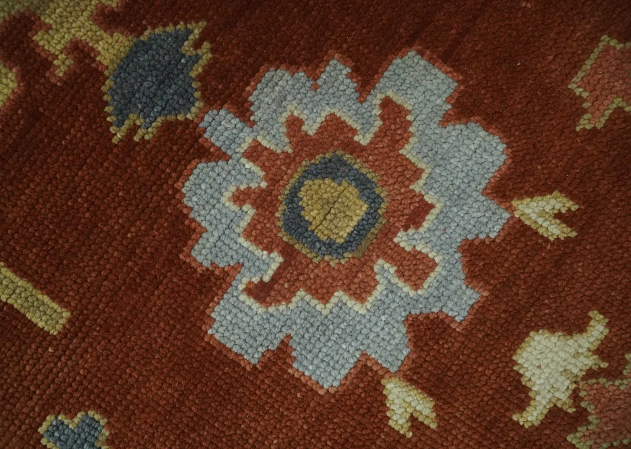 Hand Knotted Rust and Beige Traditional Oushak Multi Size Wool Area Rug - Image 9