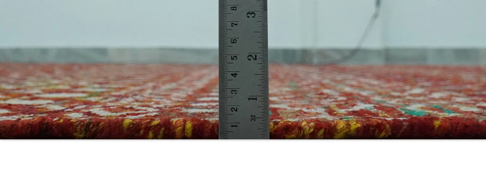 Hand Knotted Rust and Ivory Contemporary Southwestern Tribal Trellis Recycled Silk Rug - Image 8