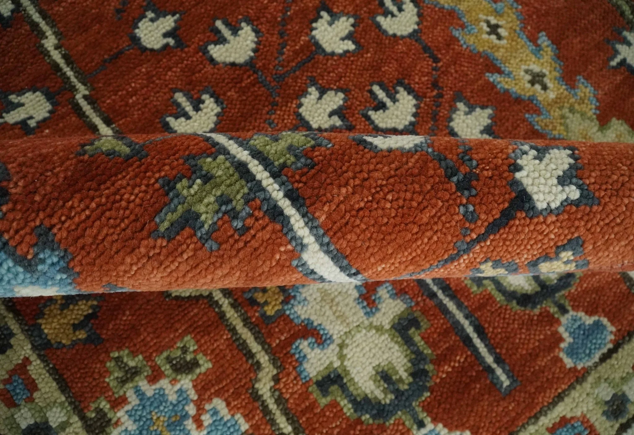 Tree of Life Rust and Ivory Traditional Hand Knotted Turkish Design Wool Area Rug - Image 6