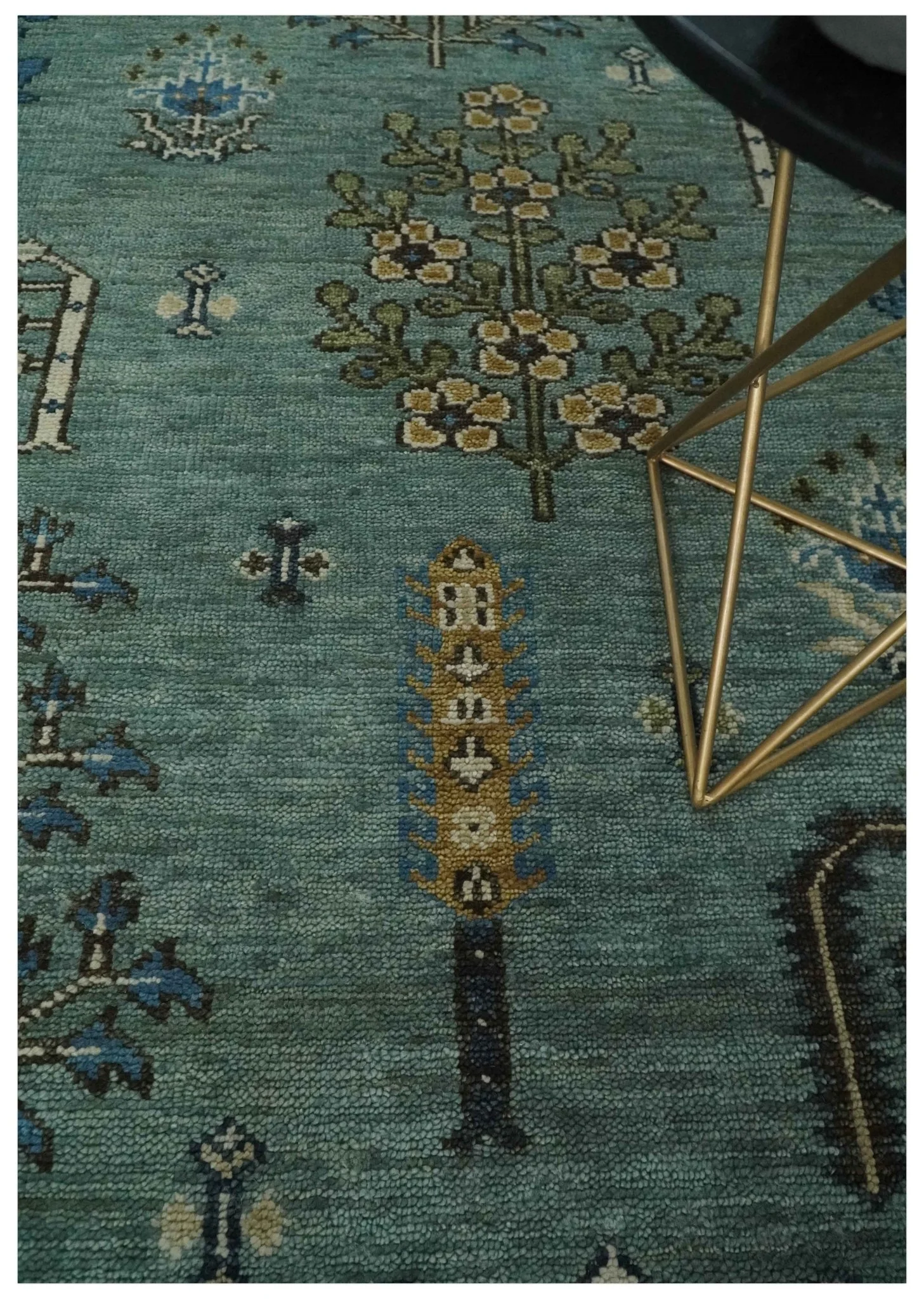 Tree of Life Green Traditional Hand Knotted Turkish Design Multi Size Wool Area Rug - Image 2