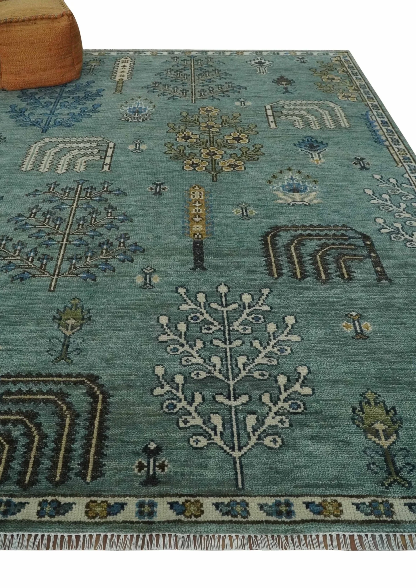 Tree of Life Green Traditional Hand Knotted Turkish Design Multi Size Wool Area Rug - Image 3