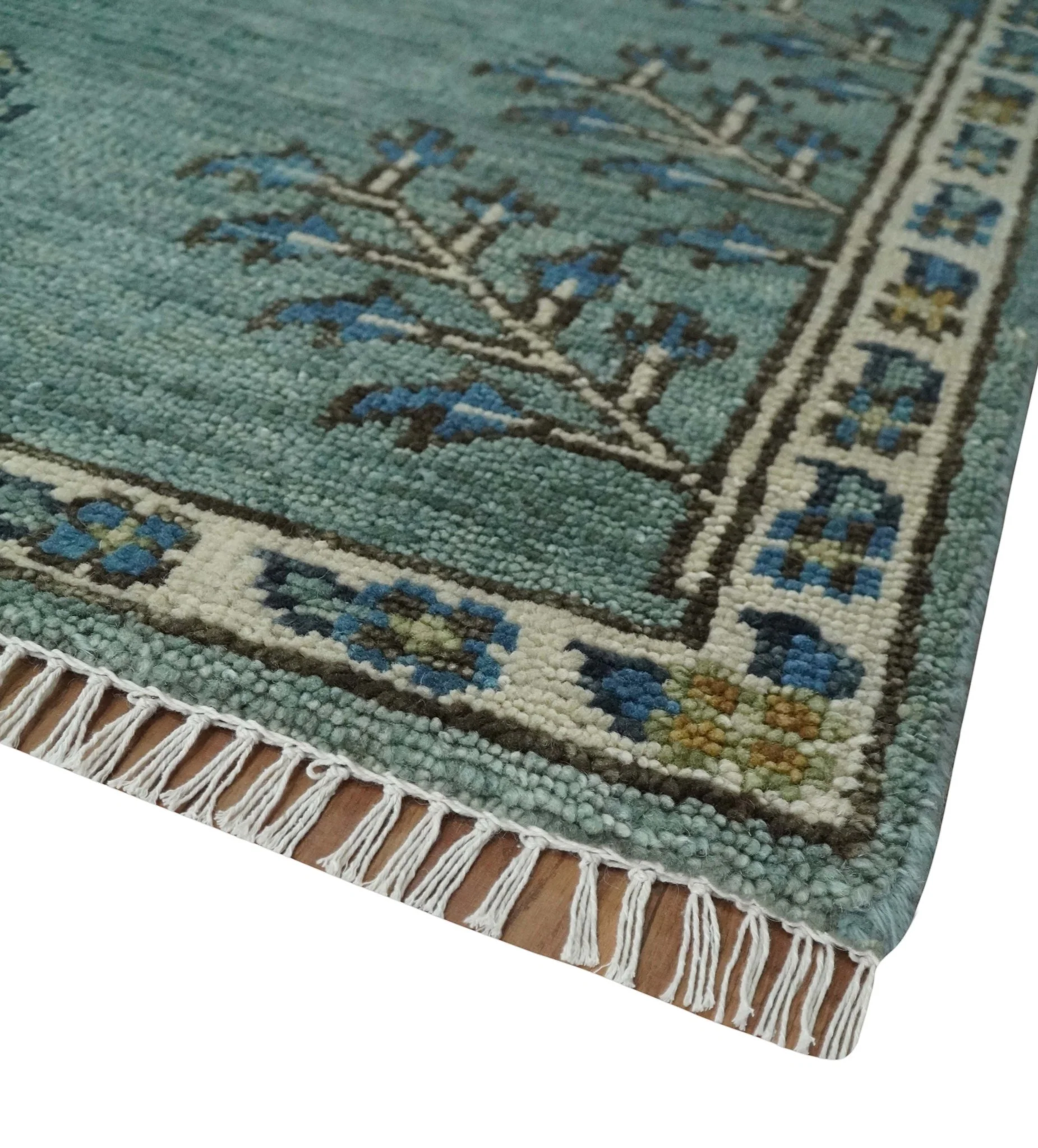 Tree of Life Green Traditional Hand Knotted Turkish Design Multi Size Wool Area Rug - Image 5