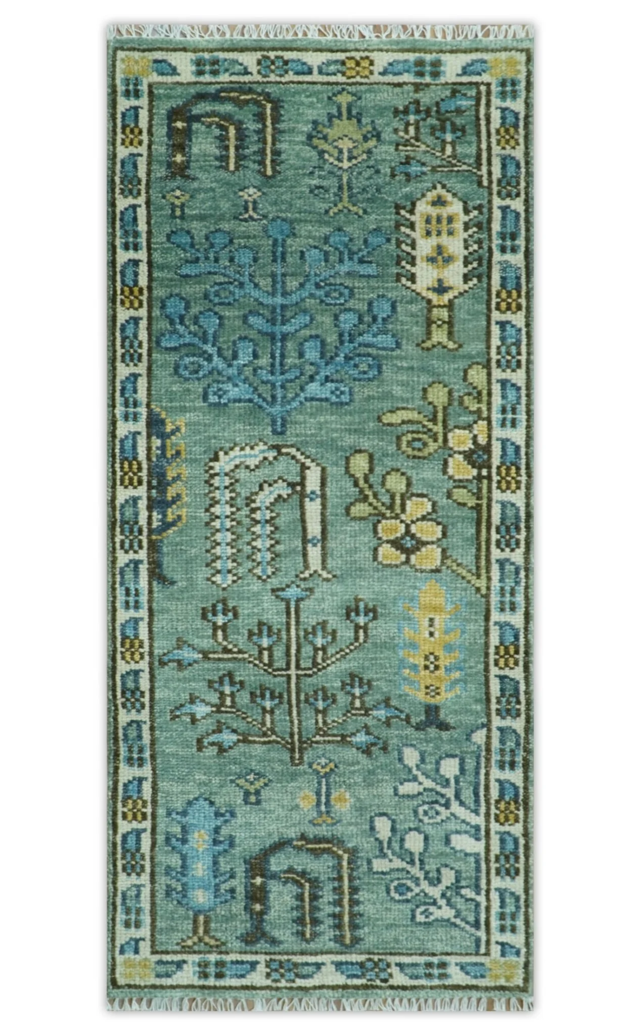 Tree of Life Green Traditional Hand Knotted Turkish Design Multi Size Wool Area Rug - Image 9