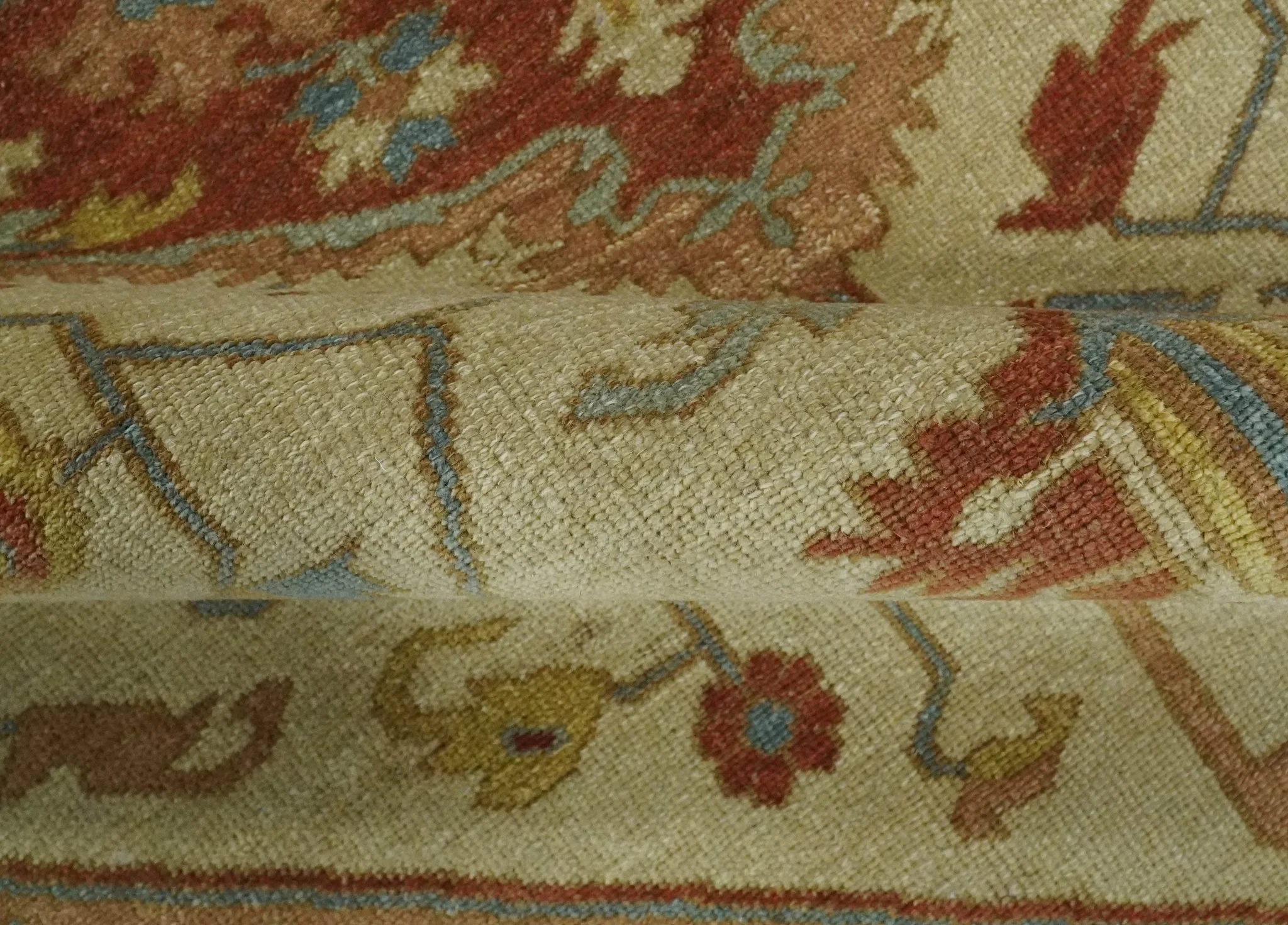 5.4x8 Hand Knotted Rust, Beige and Peach Traditional Turkish Knot Heriz wool area Rug - Image 6