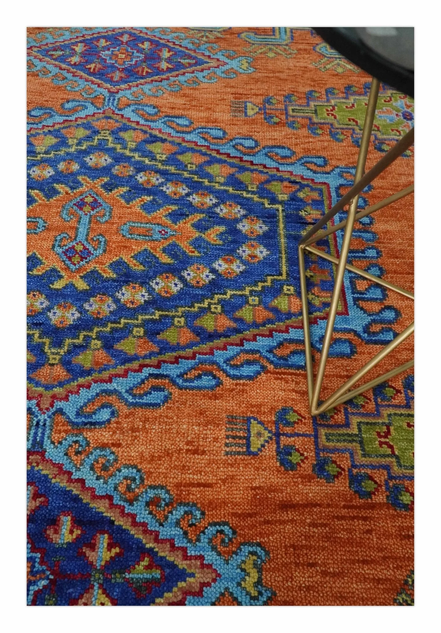 Hand Knotted Rust, Blue and Olive Traditional Multi Size Antique Wool Area Rug - Image 3