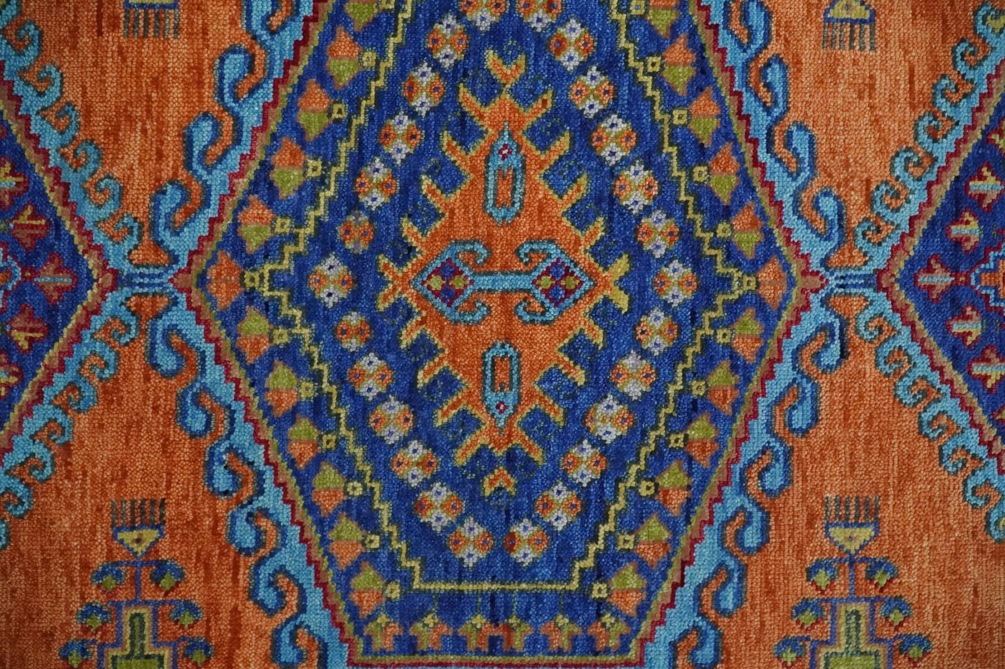 Hand Knotted Rust, Blue and Olive Traditional Multi Size Antique Wool Area Rug - Image 9