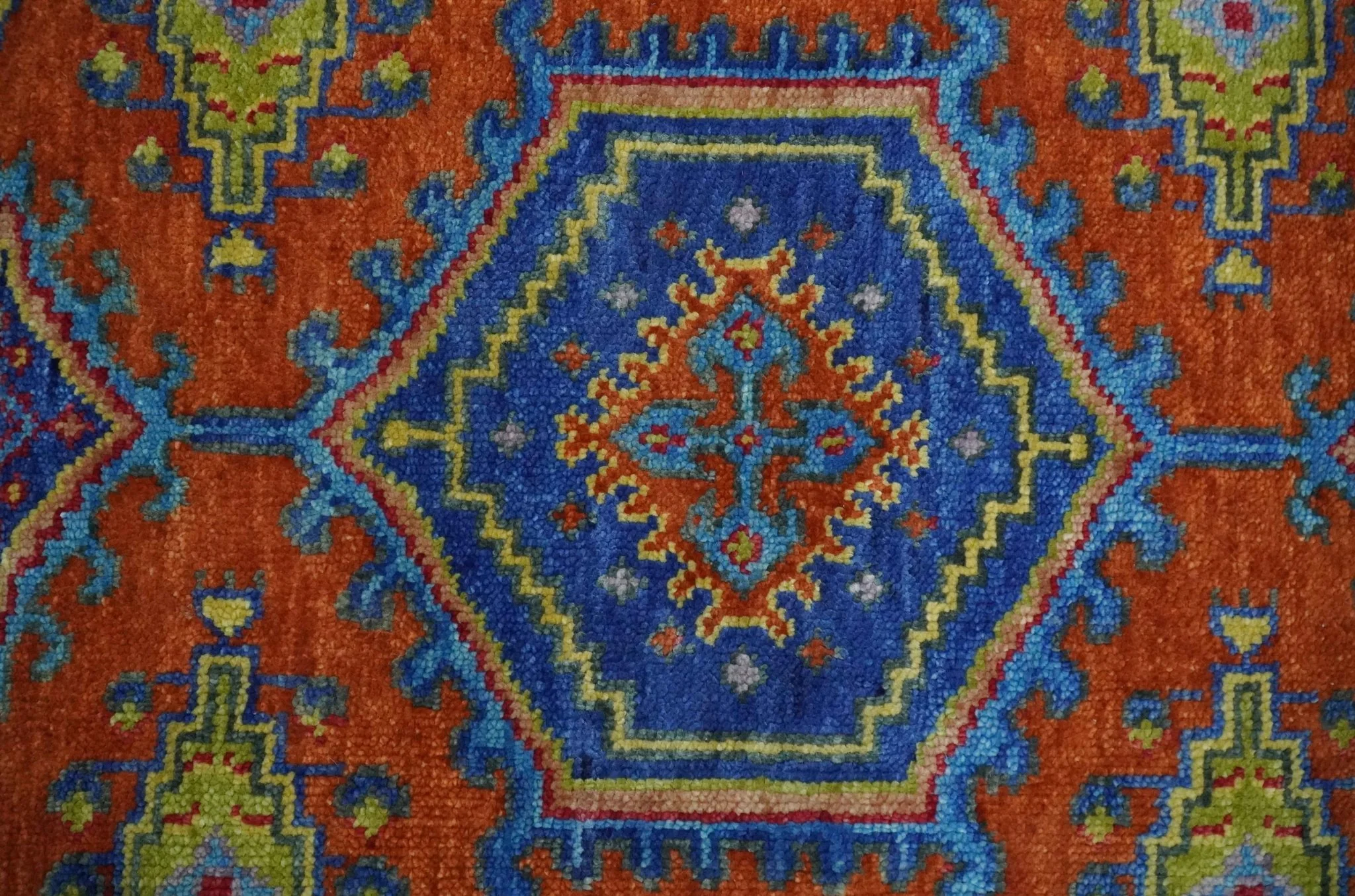 Hand Knotted Rust, Blue and Olive Traditional 3x6 Antique Wool Area Rug - Image 2