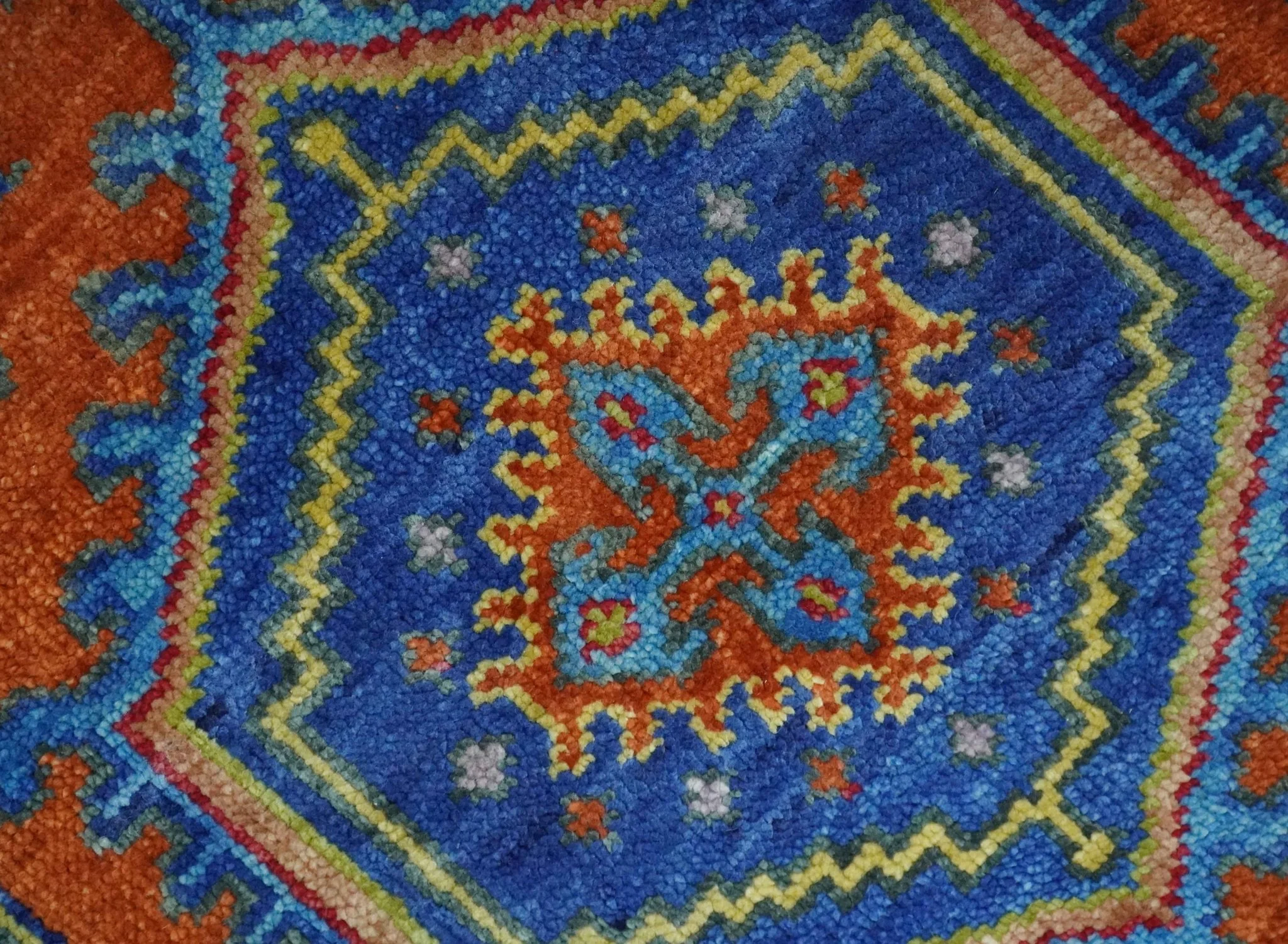 Hand Knotted Rust, Blue and Olive Traditional 3x6 Antique Wool Area Rug - Image 6
