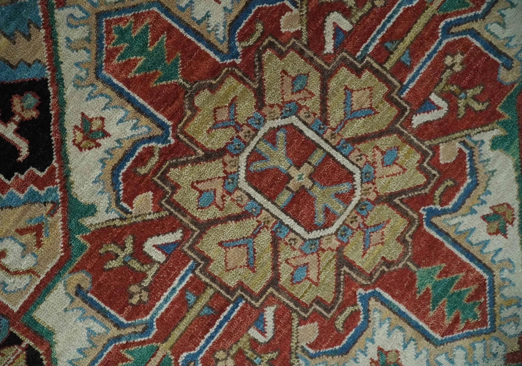 8x10 and 9x12 Hand Knotted Rust, Ivory and Black Traditional Wool Area Rug - Image 4