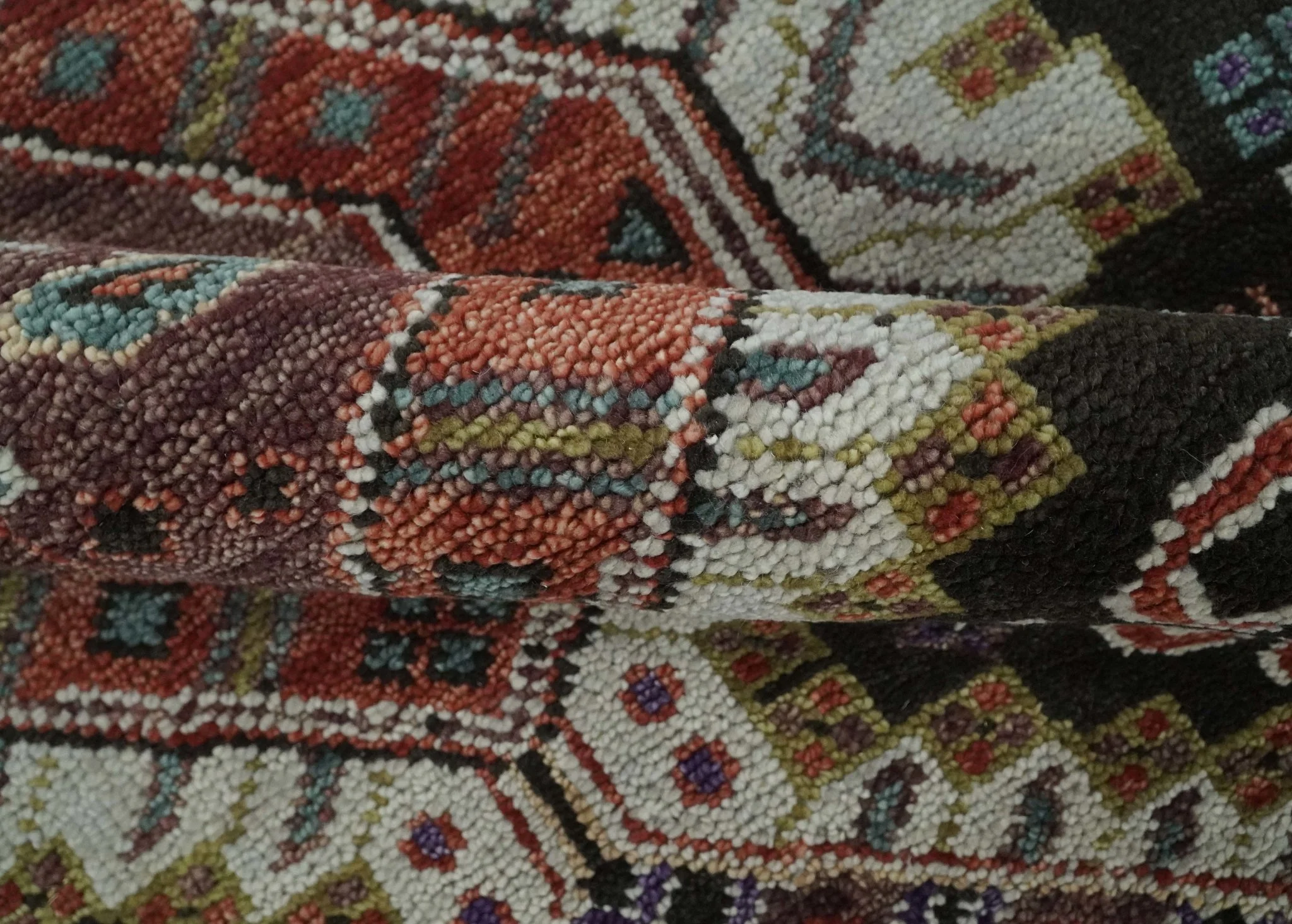 Hand Knotted Rust, Ivory and Black Traditional Antique Multi Size Wool Area Rug - Image 6