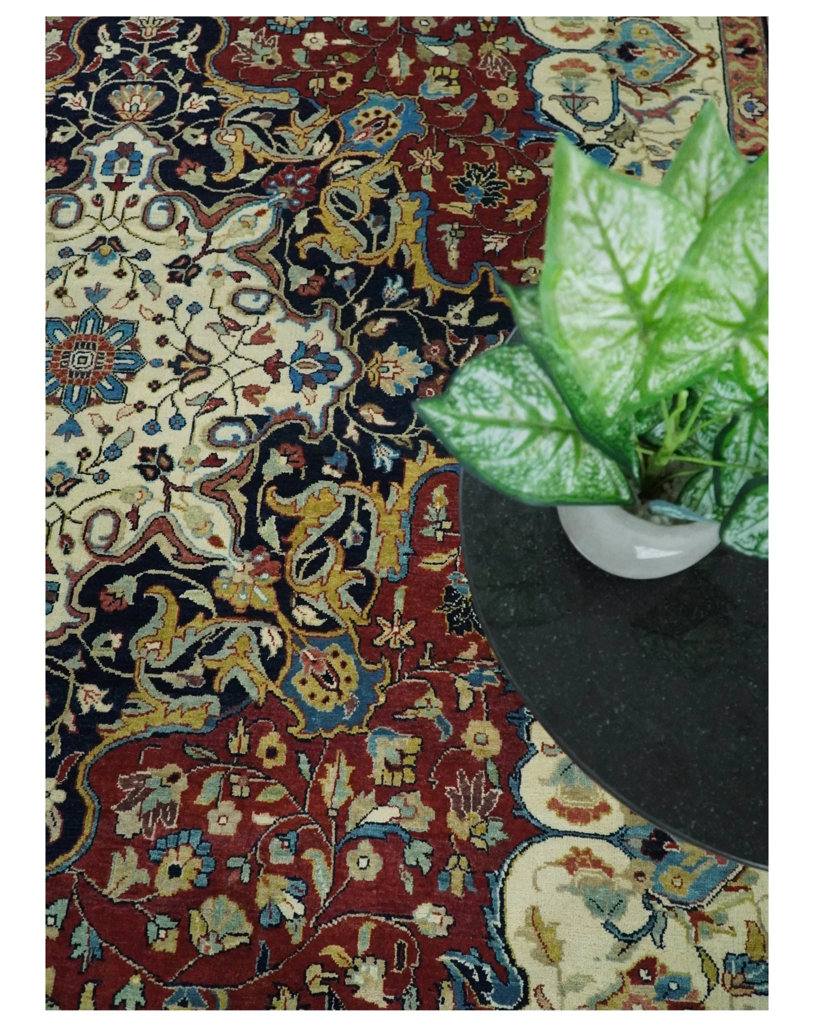 8x10 and 10x14 Fine Hand Knotted Rust, Ivory and Blue Traditional Vintage Heriz Serapi Antique Wool Rug - Image 6