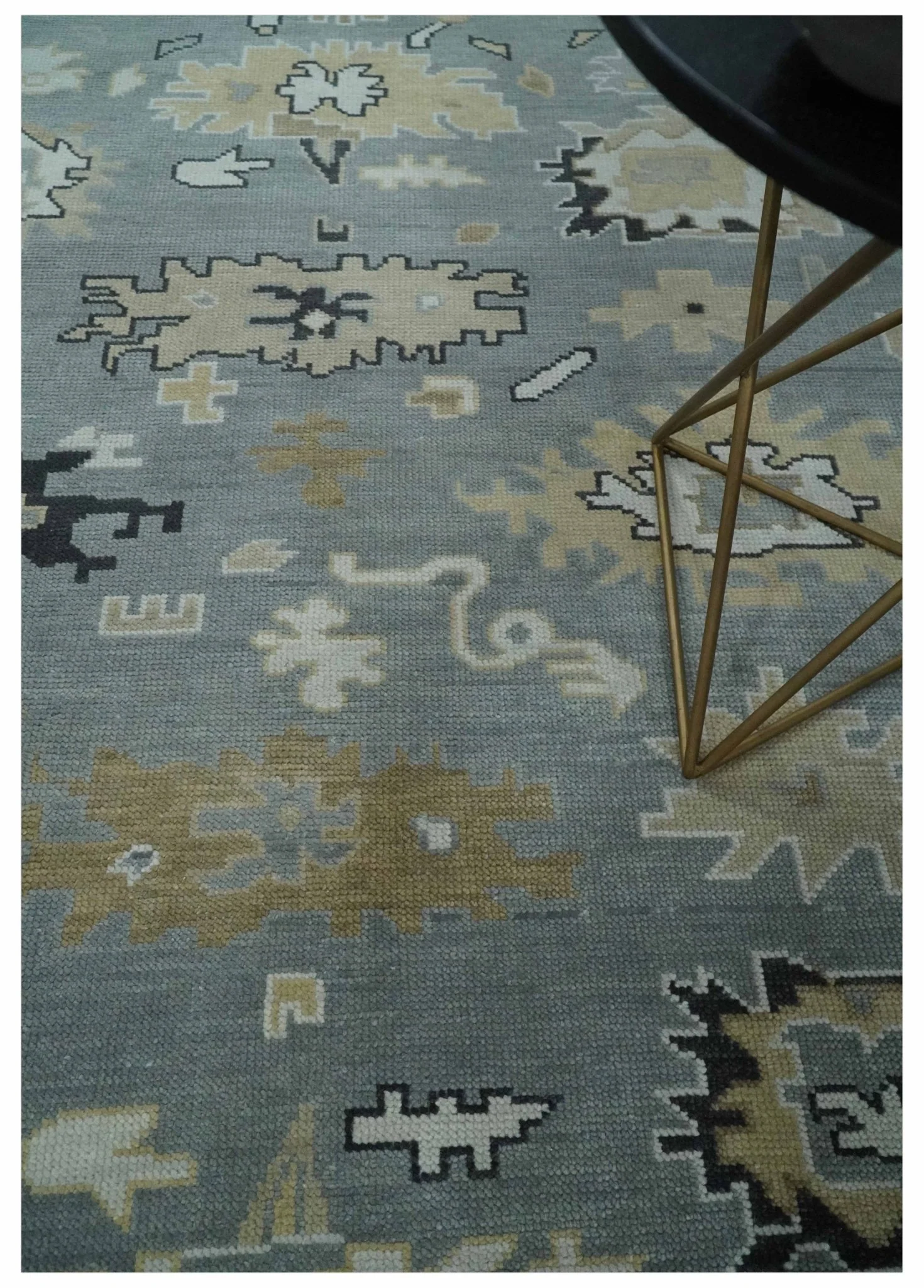 Custom Made Hand Knotted Silver and Beige Traditional Oushak Wool Area Rug - Image 2