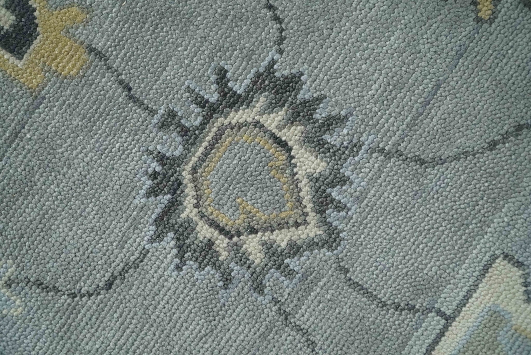 Antique Hand Knotted Silver and Charcoal Traditional Floral Oushak Wool Area Rug - Image 4