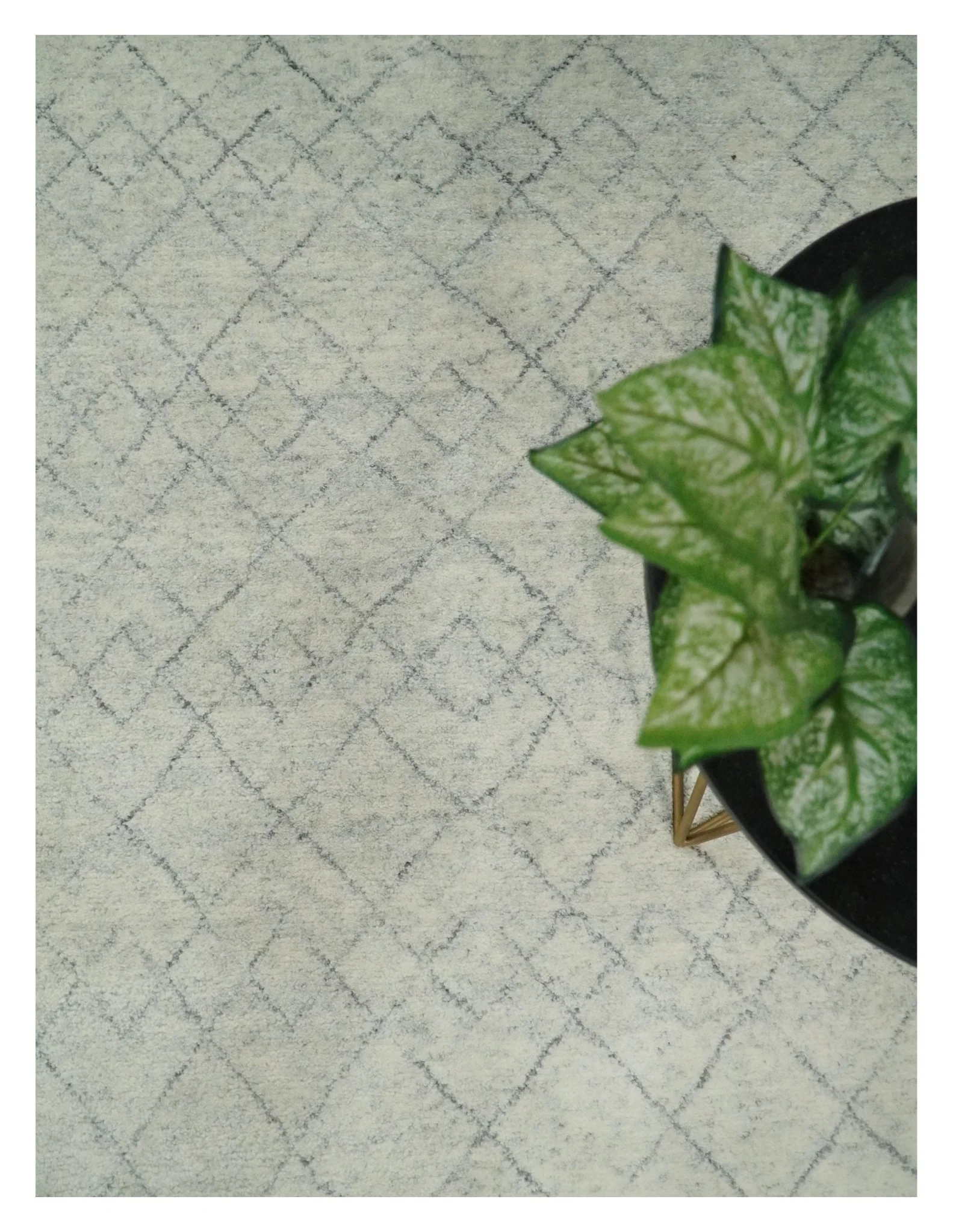 Hand Knotted Silver and Gray 9x12 Trellis Moroccan Rug Made with Fine Wool | TRDCP638912 - Image 11