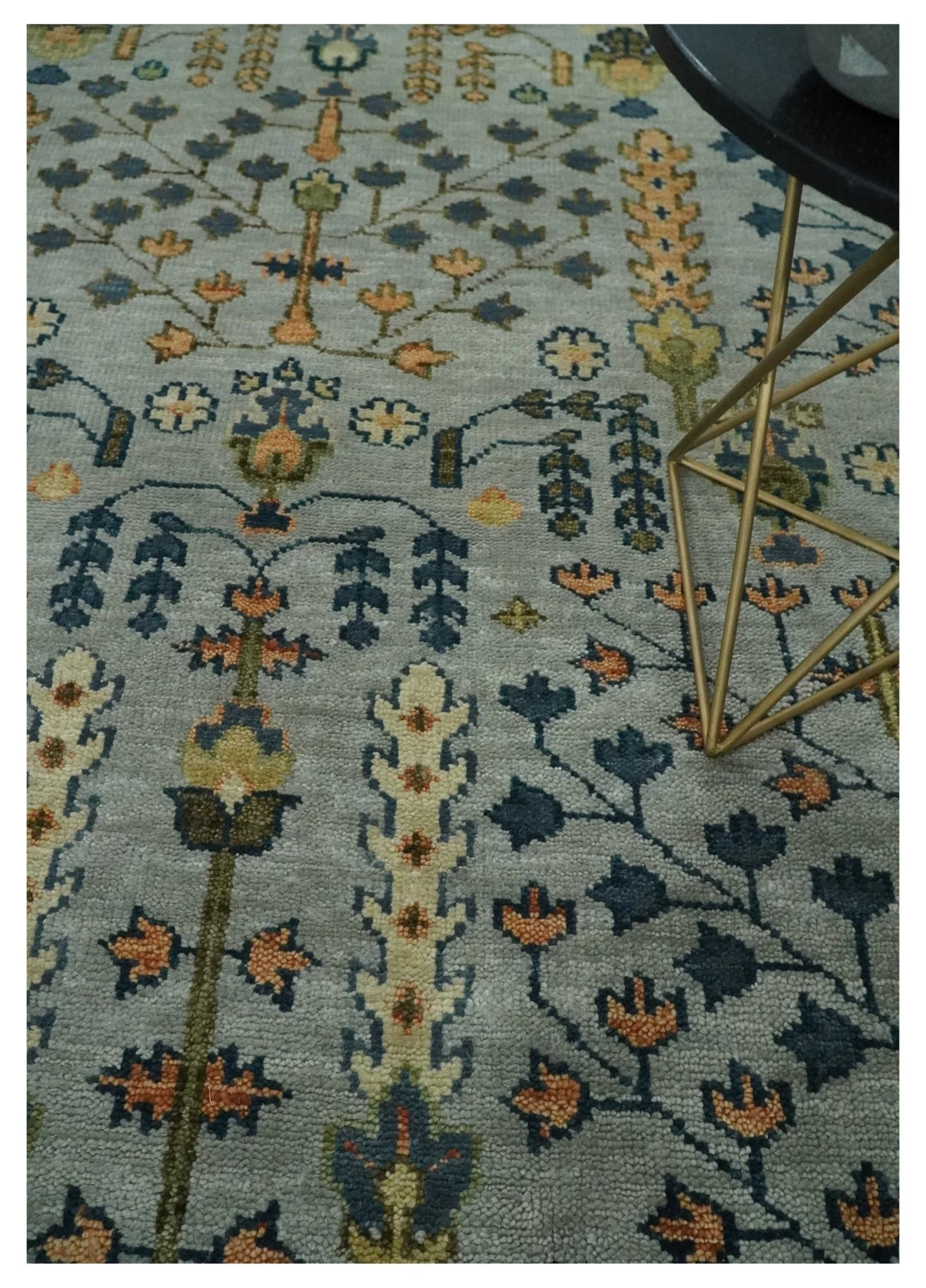 Custom Made Hand Knotted Living Room and Bedroom Rug Rust and Silver Traditional Turkish Style Wool Rug - Image 2