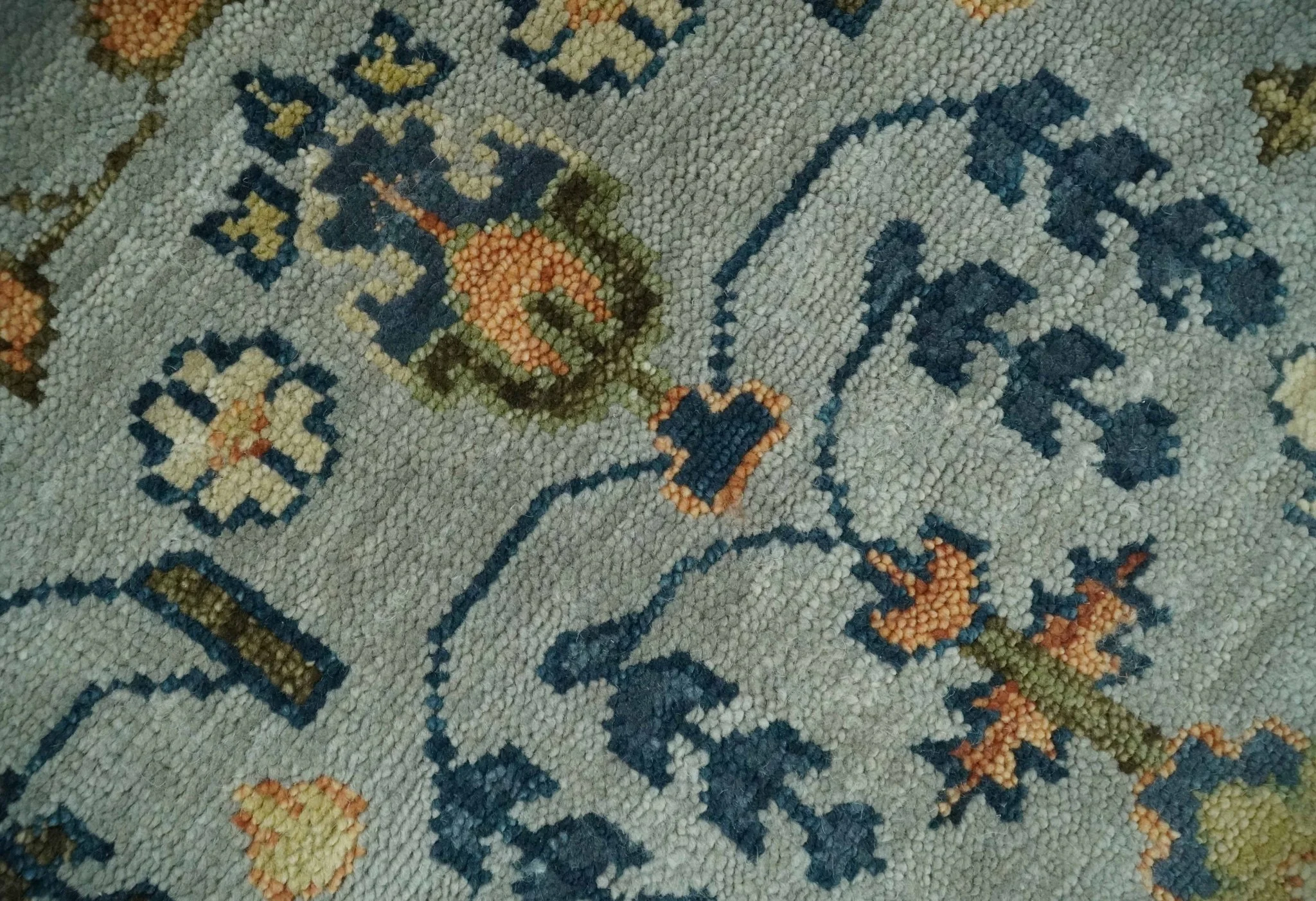 Custom Made Hand Knotted Living Room and Bedroom Rug Rust and Silver Traditional Turkish Style Wool Rug - Image 4