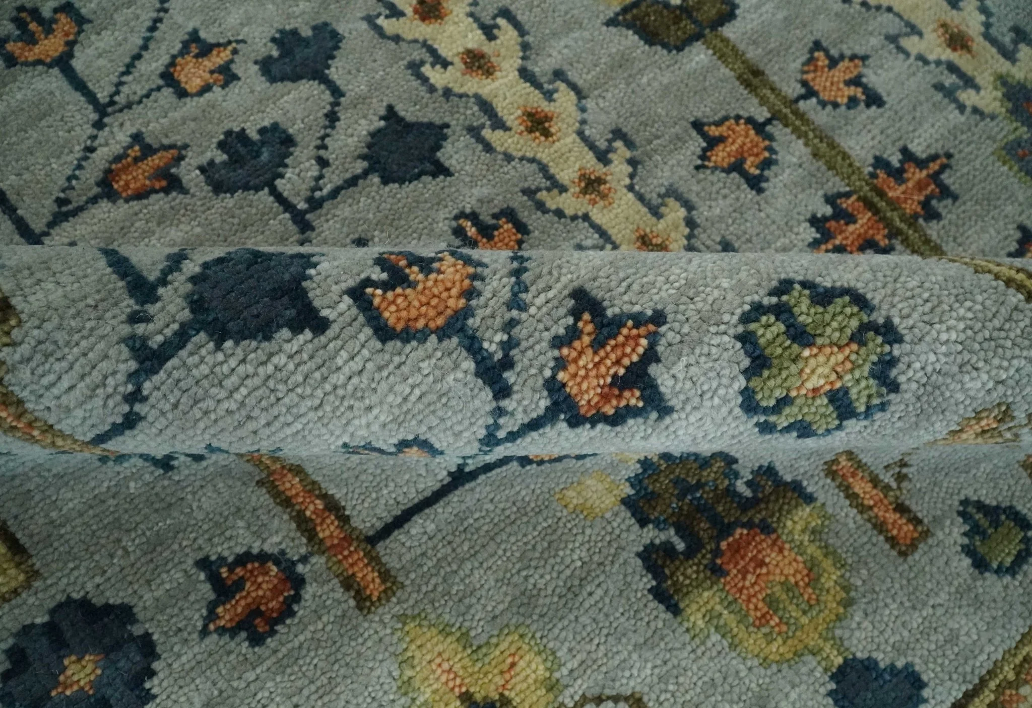 Custom Made Hand Knotted Living Room and Bedroom Rug Rust and Silver Traditional Turkish Style Wool Rug - Image 6