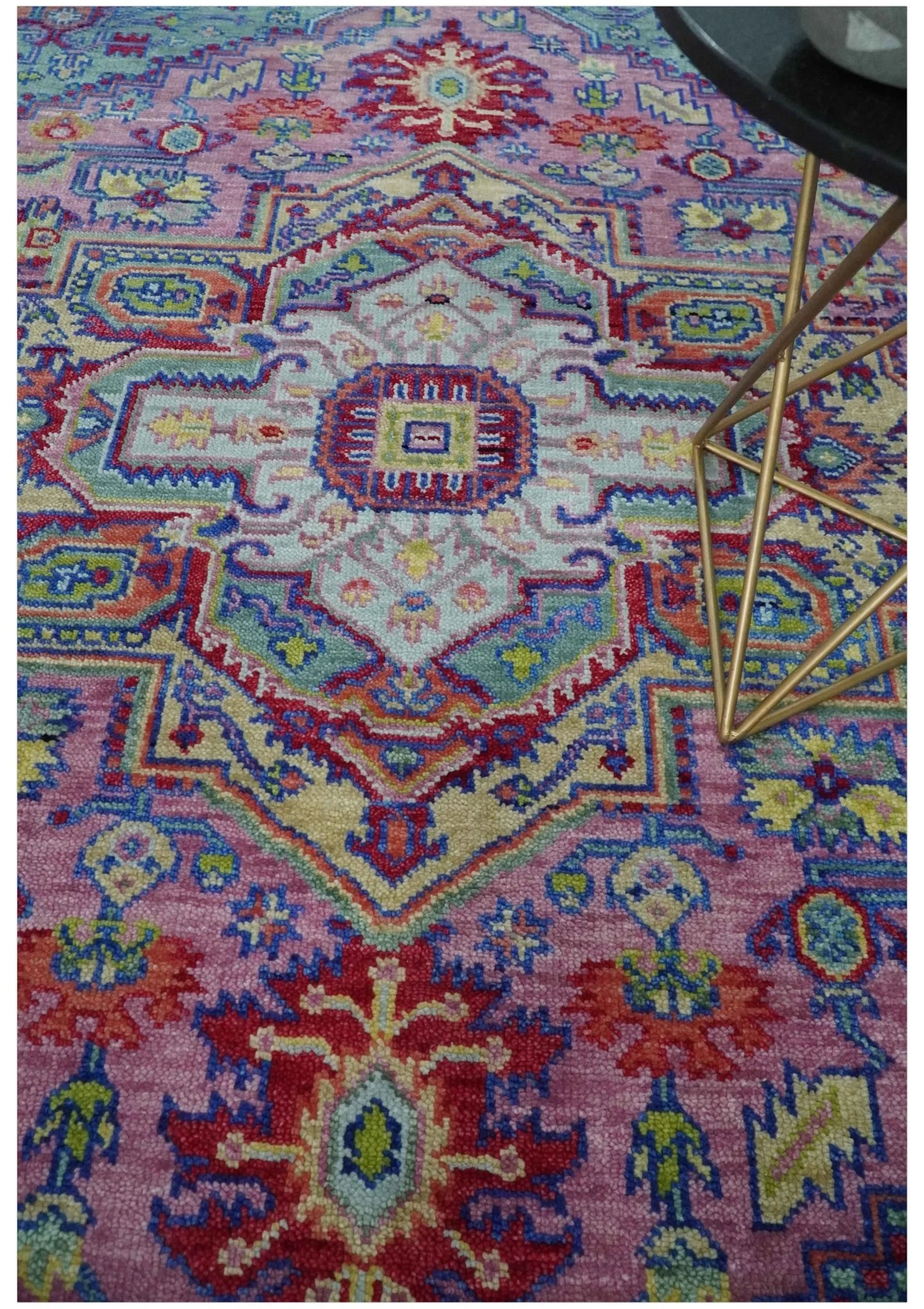 Custom Made Hand Knotted Silver, Purple and Green Traditional Wool Area Rug - Image 2