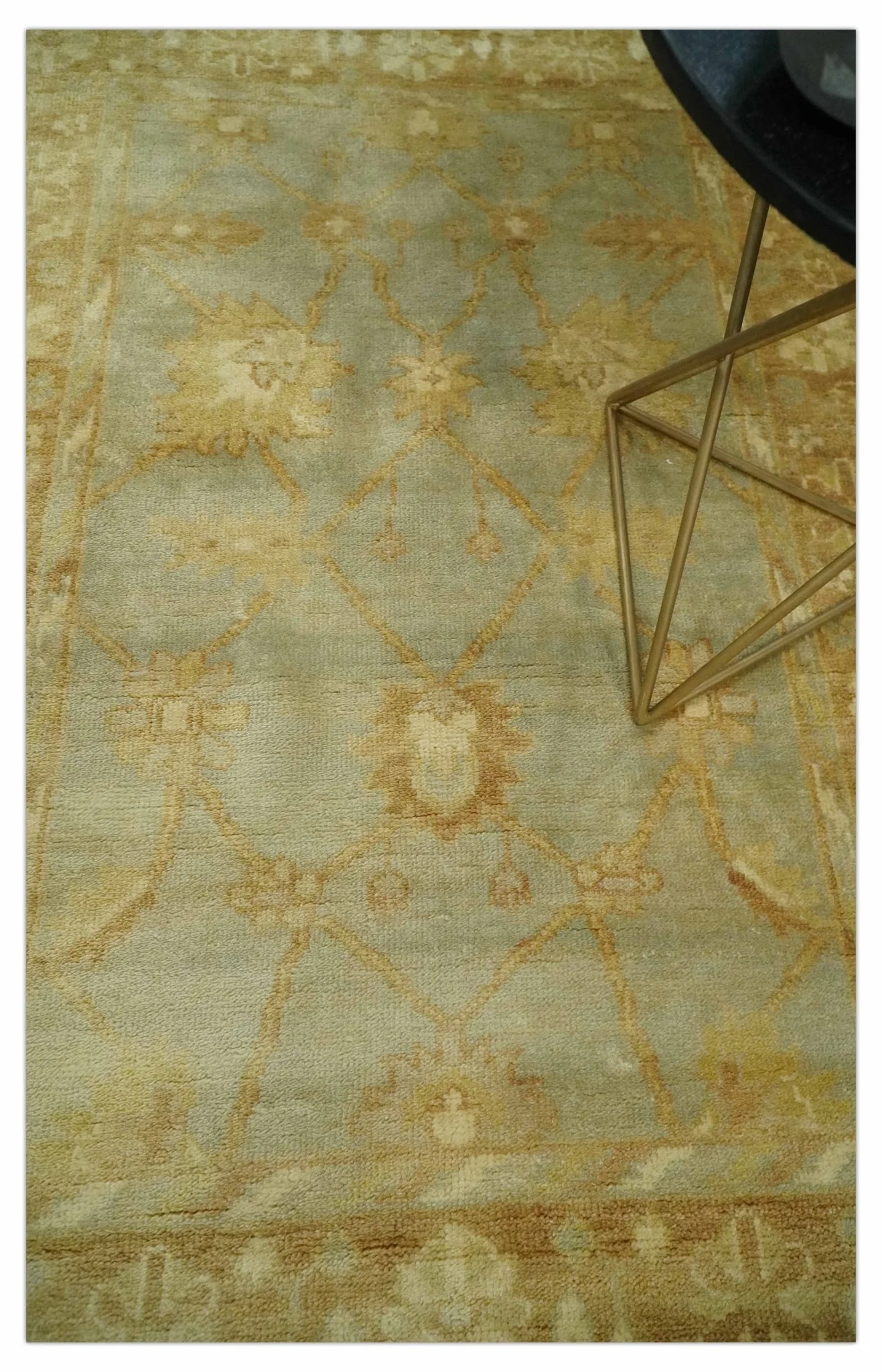 Hand Knotted Silver, Rust and Beige Modern Traditional Oushak Wool Area Rug | N33746 - Image 2