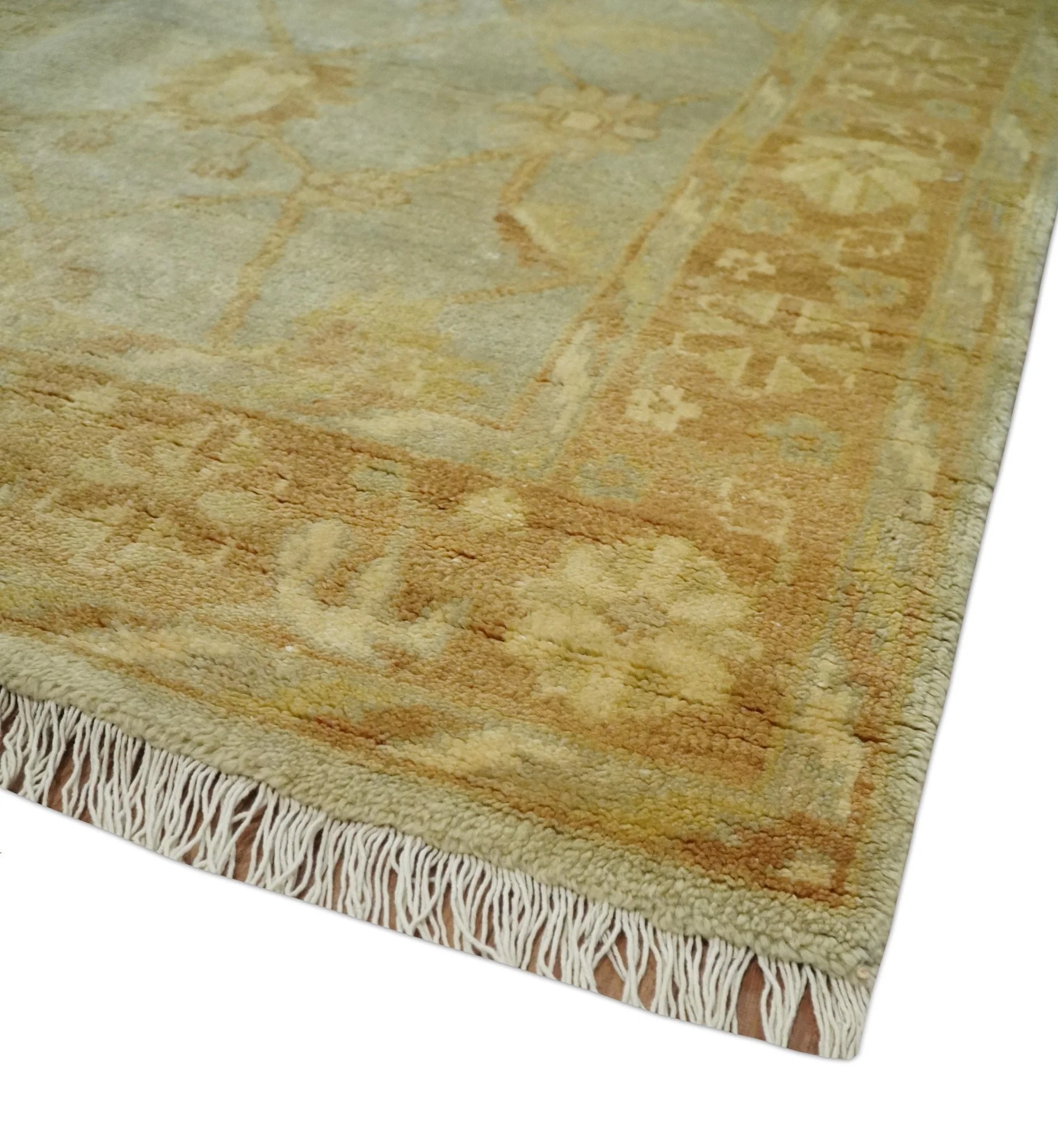 Hand Knotted Silver, Rust and Beige Modern Traditional Oushak Wool Area Rug | N33746 - Image 5