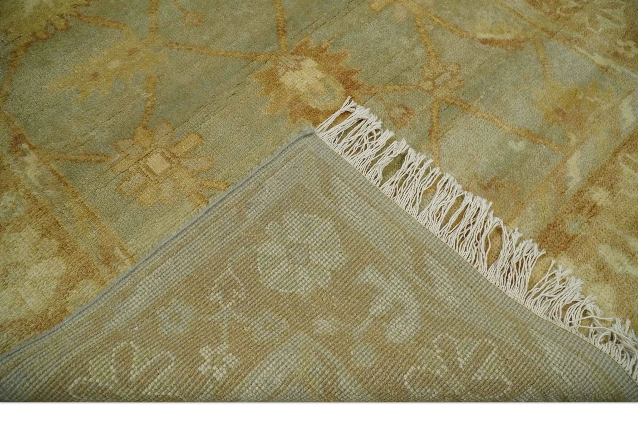 Hand Knotted Silver, Rust and Beige Modern Traditional Oushak Wool Area Rug | N33746 - Image 7