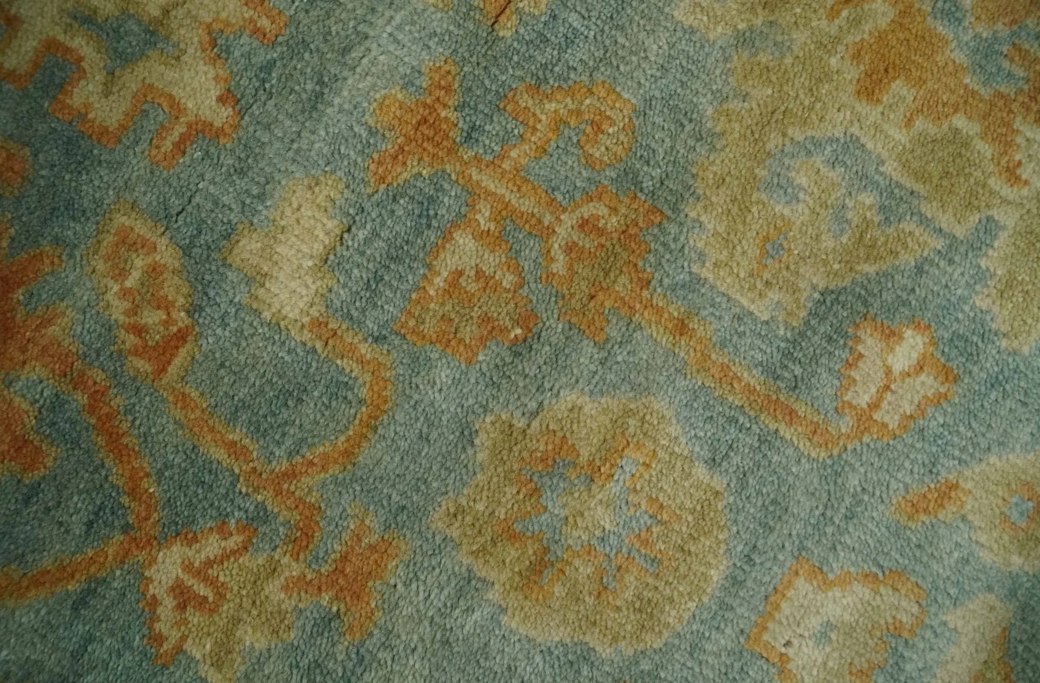 3x6 Runner Hand Knotted Blue, Beige and Rust Traditional Oushak Wool Area Rug | N338266 - Image 2