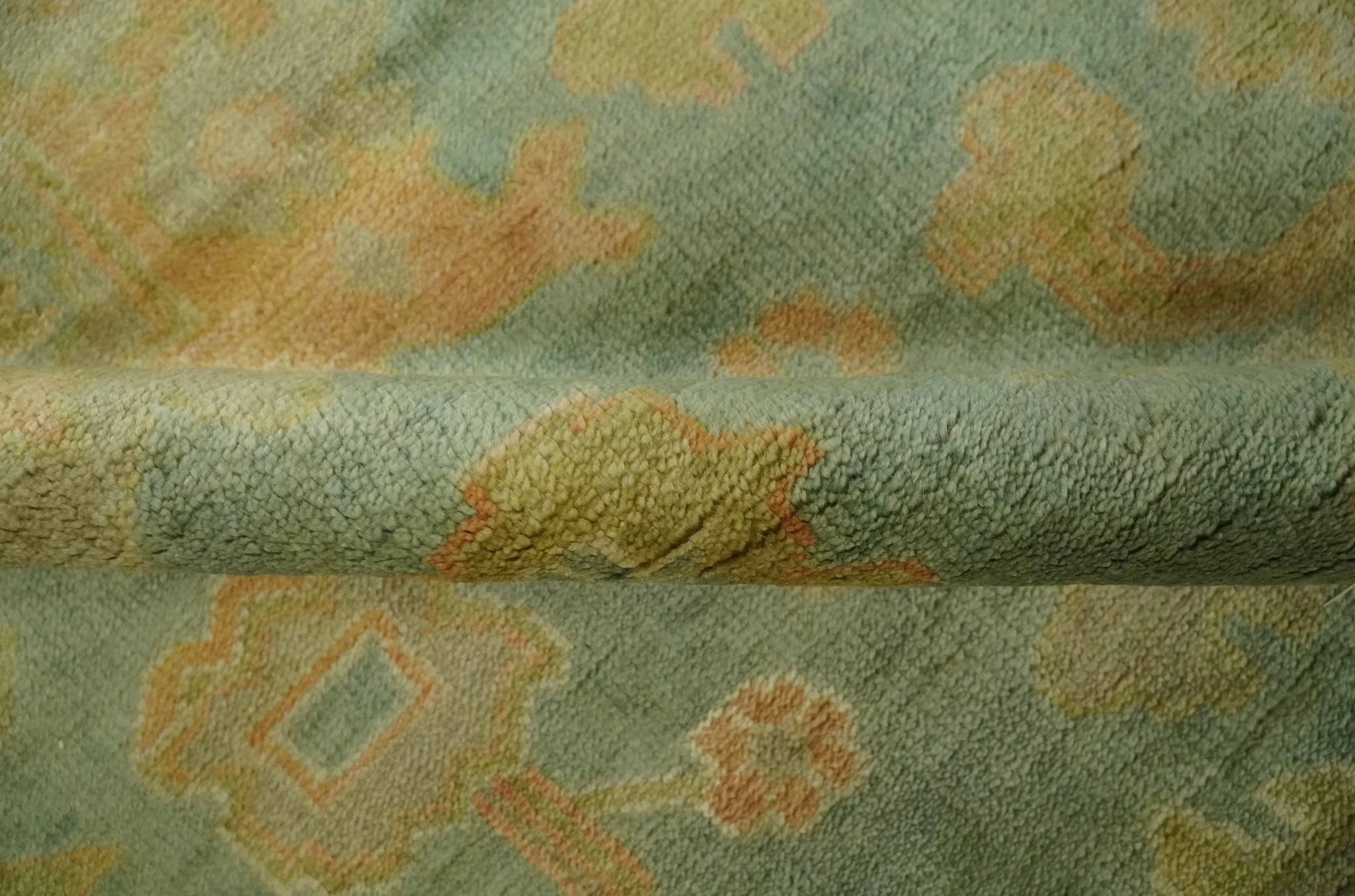 Hand Knotted Teal, Beige and Rust Vintage Style Traditional Wool Area Rug - Image 6