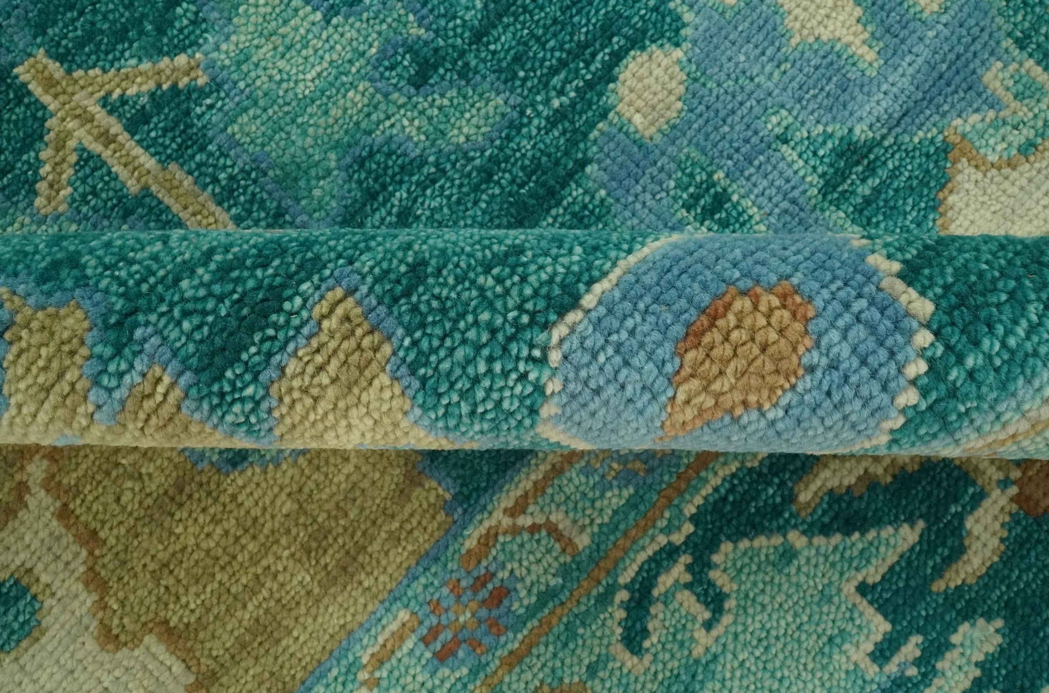 Hand Knotted Teal Traditional Oushak Multi size wool area rug - Image 6