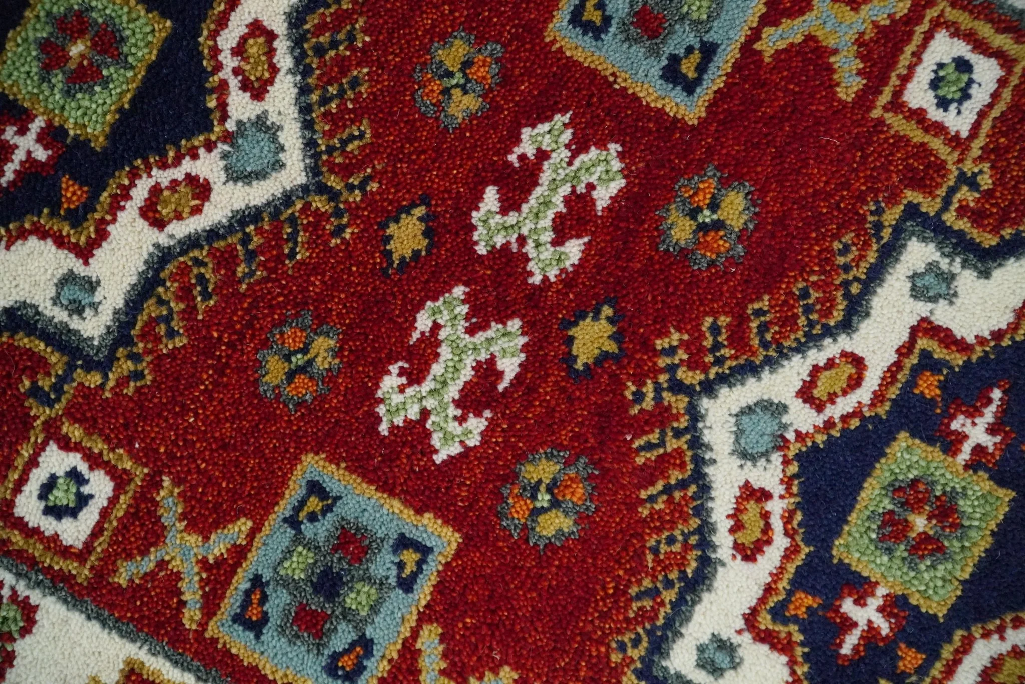 2.9x8 Hand Knotted Antique Kazak Runner Blue and Rust Traditional Tribal Armenian Rug | KZA6 - Image 2
