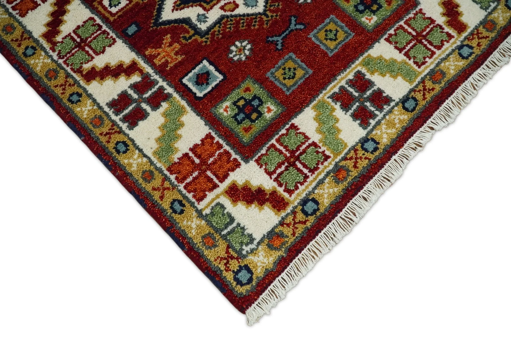 2.9x8 Hand Knotted Antique Kazak Runner Blue and Rust Traditional Tribal Armenian Rug | KZA6 - Image 3