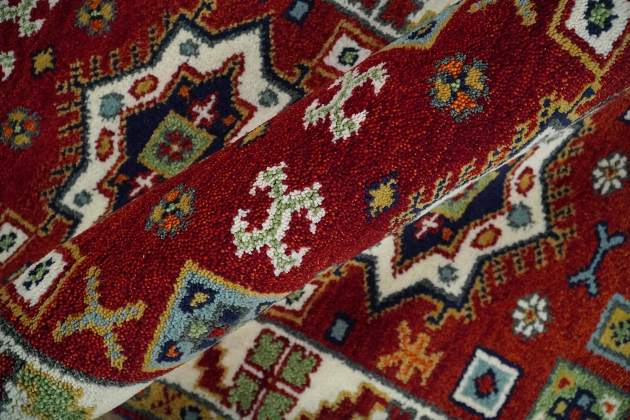 2.9x8 Hand Knotted Antique Kazak Runner Blue and Rust Traditional Tribal Armenian Rug | KZA6 - Image 4