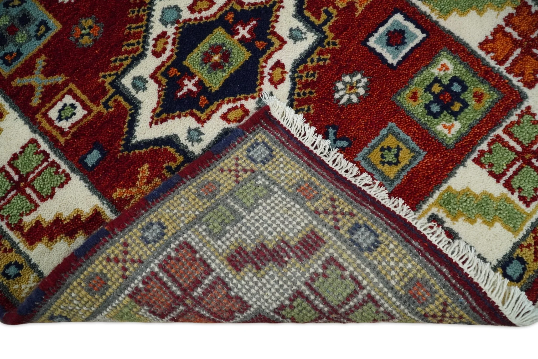 2.9x8 Hand Knotted Antique Kazak Runner Blue and Rust Traditional Tribal Armenian Rug | KZA6 - Image 5