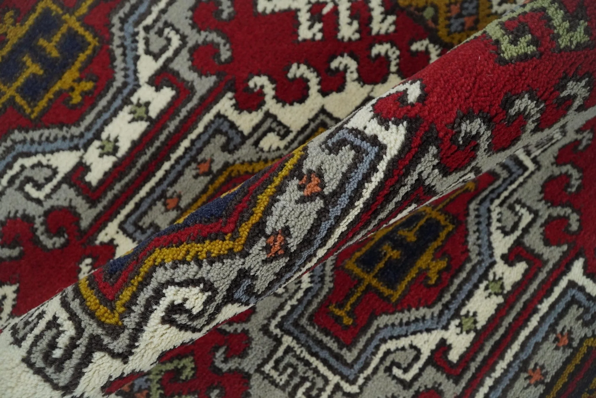 Hand Knotted Antique Kazak Runner Ivory and Red Traditional Tribal Armenian Rug | KZA4 - Image 5