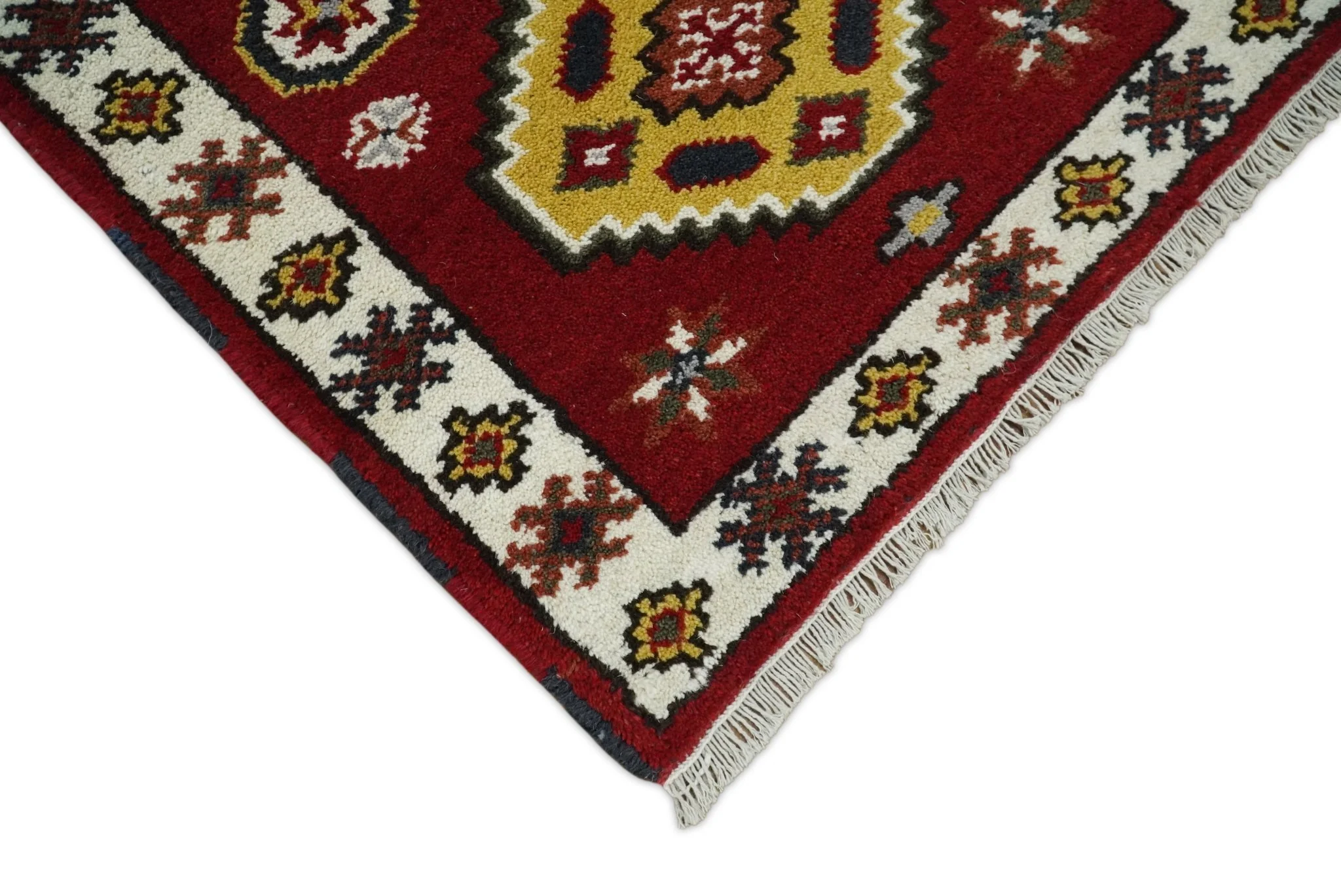 Hand Knotted Antique Kazak Runner Red and Ivory Traditional Tribal Armenian Rug | KZA5 - Image 3