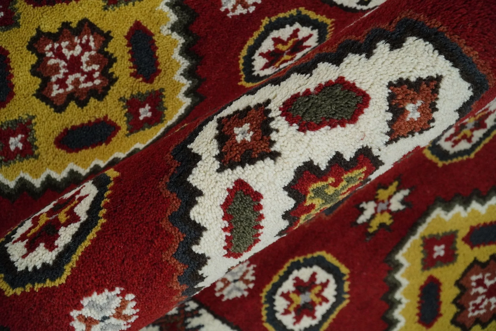 Hand Knotted Antique Kazak Runner Red and Ivory Traditional Tribal Armenian Rug | KZA5 - Image 7