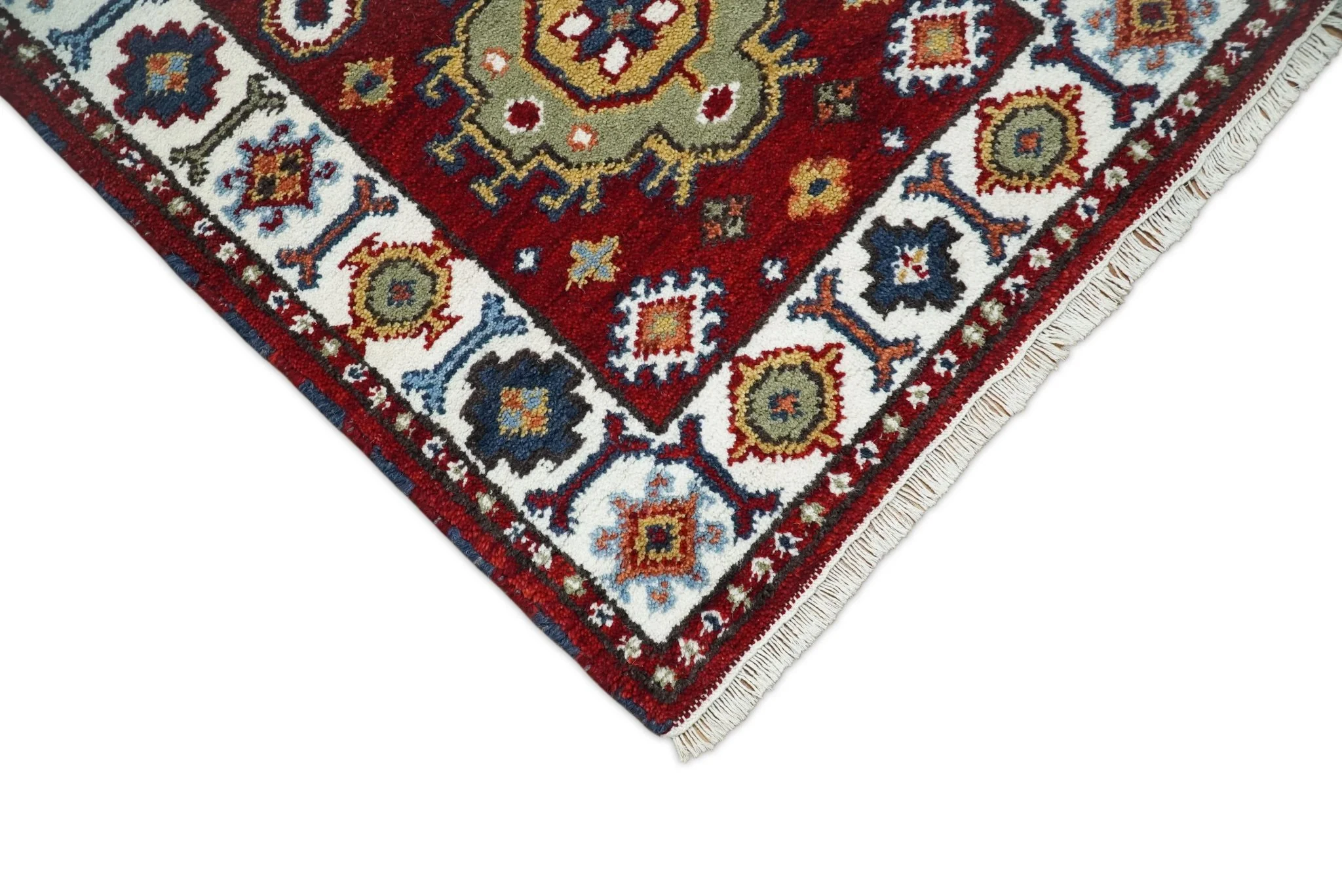 Hand Knotted Antique Kazak Runner Rust and Ivory Traditional Tribal Armenian Rug | KZA7 - Image 3