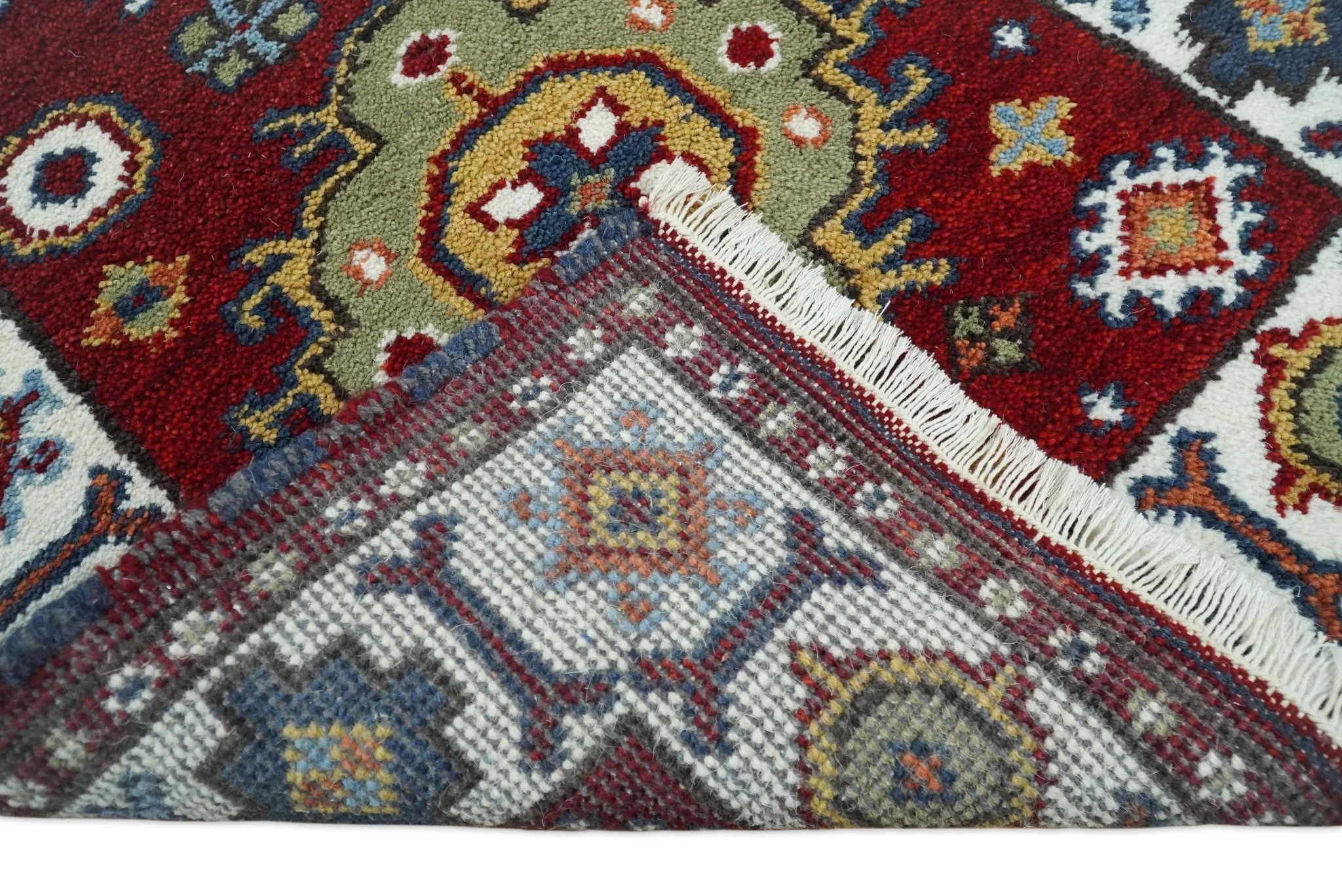 Hand Knotted Antique Kazak Runner Rust and Ivory Traditional Tribal Armenian Rug | KZA7 - Image 5