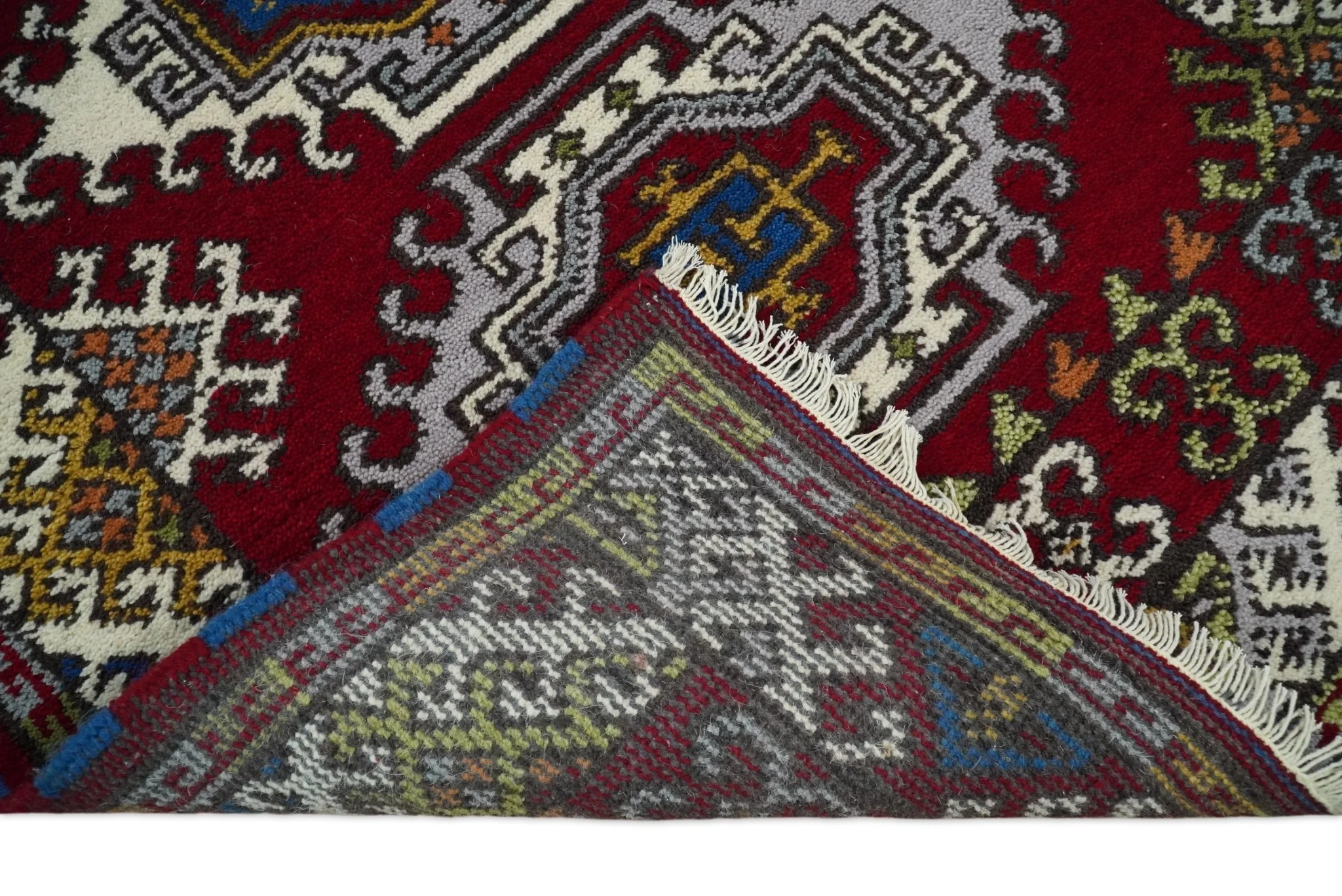 Hand Knotted traditional Kazak Red and Ivory Antique Traditional Tribal Armenian Rug | KZA3 - Image 4