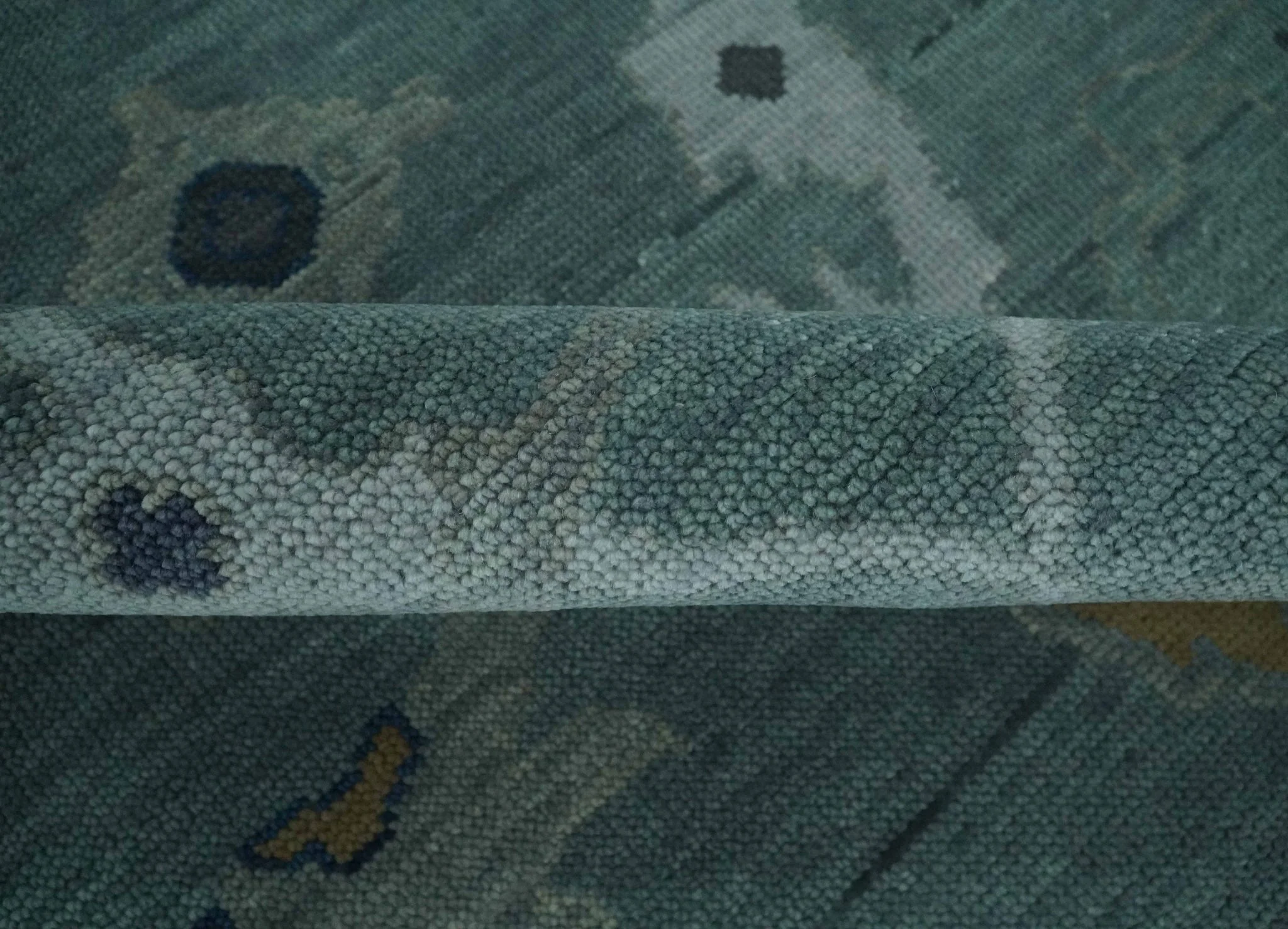 Hand Knotted Traditional Oriental Oushak Antique Style Green Wool Area Rug - Image 6