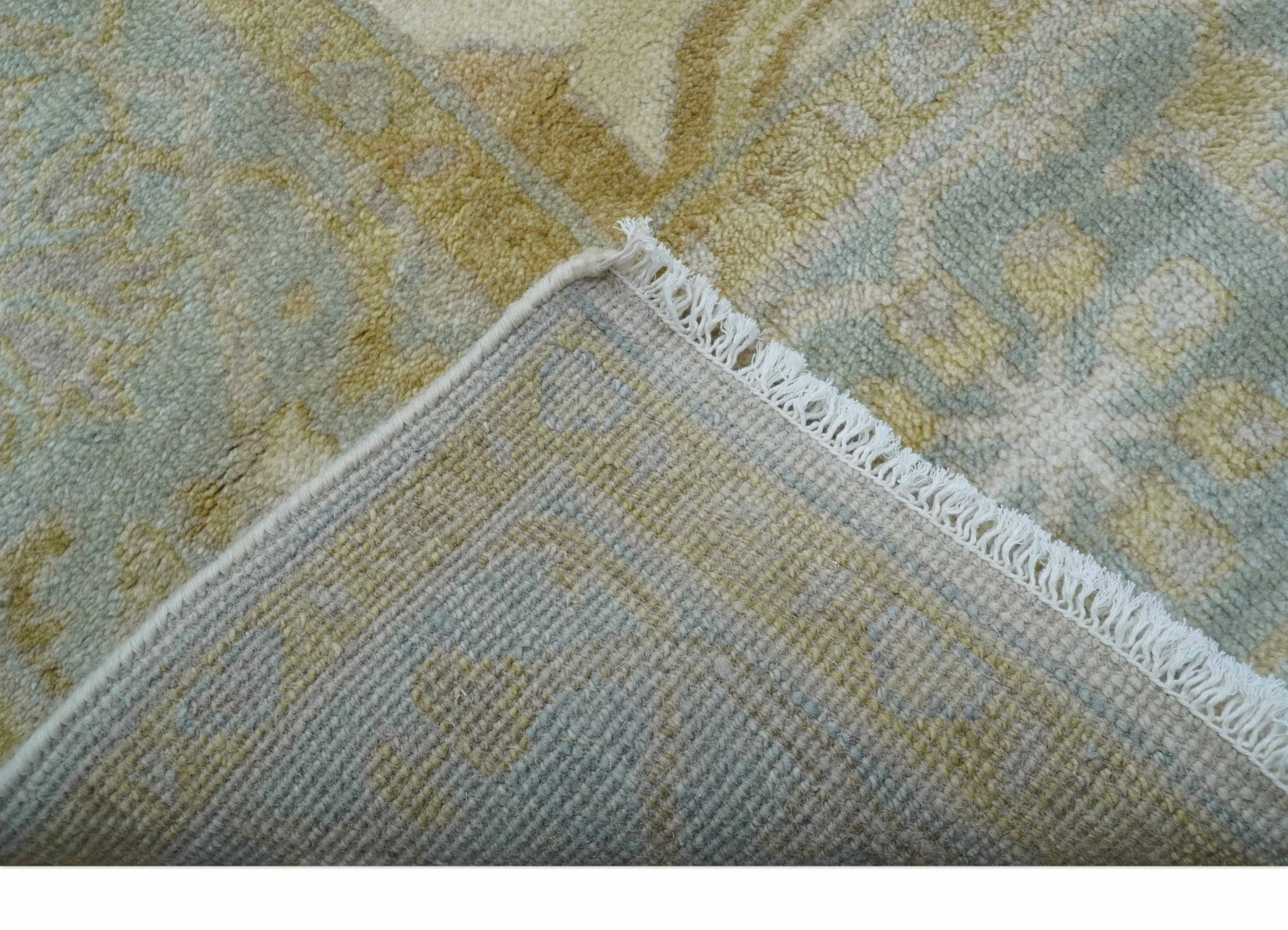 Hand Knotted Traditional Oushak Design Beige And Gray 6x9 Wool Area Rug - Image 4